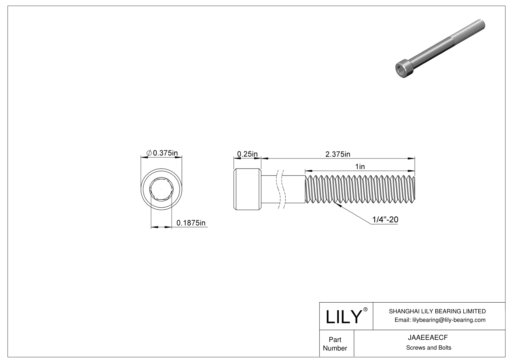 JAAEEAECF 合金钢内六角螺钉 cad drawing