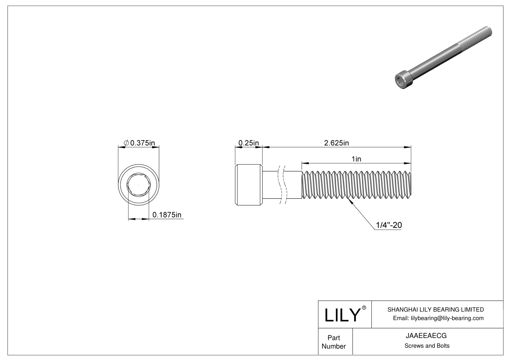 JAAEEAECG 合金钢内六角螺钉 cad drawing