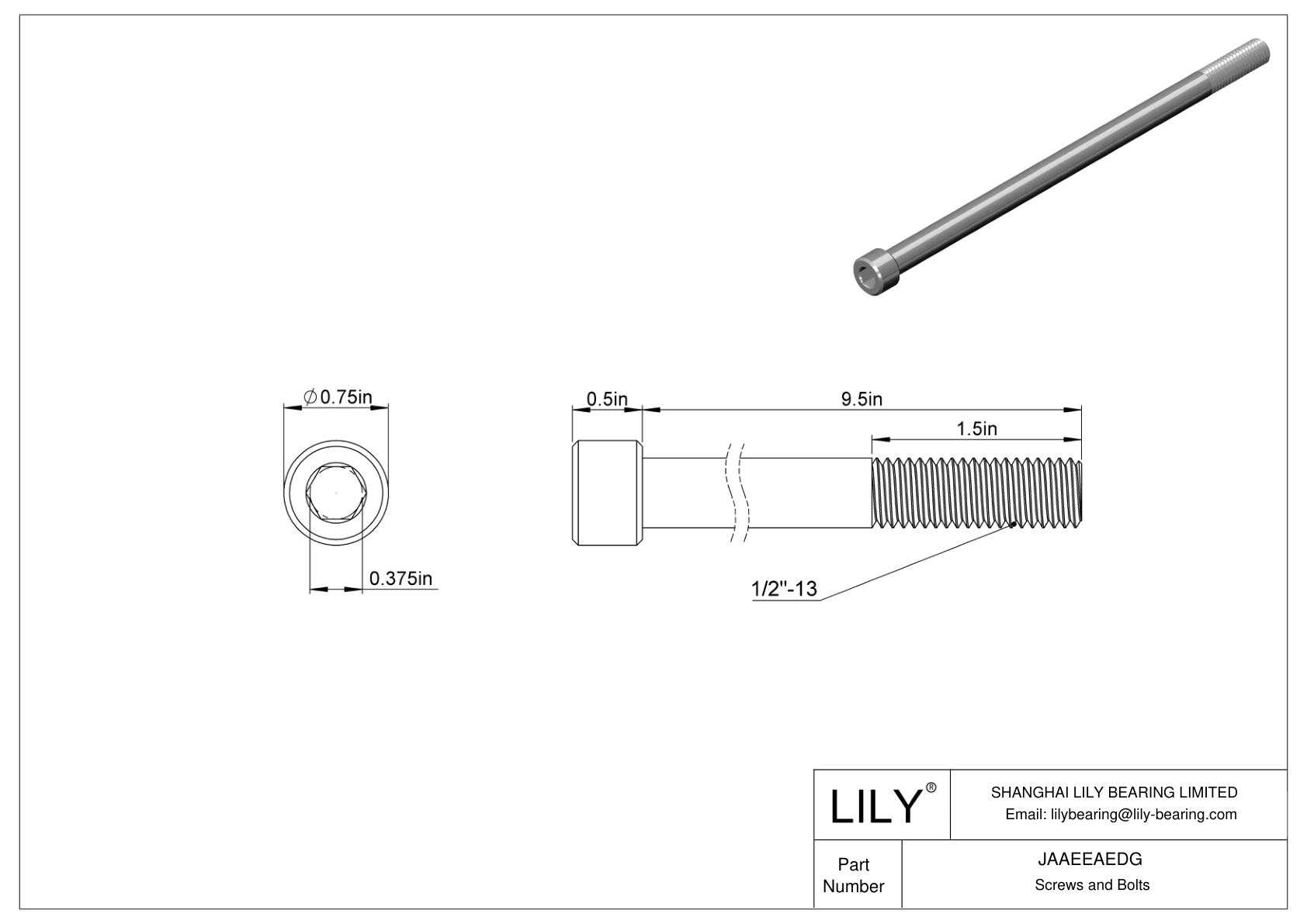 JAAEEAEDG 合金钢内六角螺钉 cad drawing