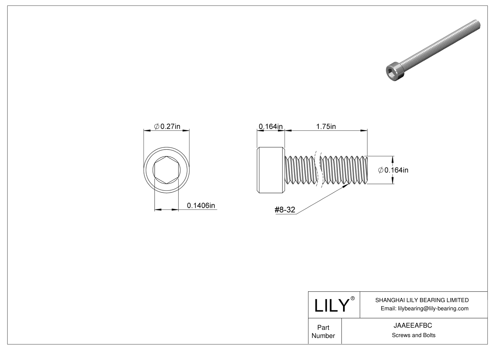 JAAEEAFBC Tornillos de cabeza cilíndrica de acero aleado cad drawing