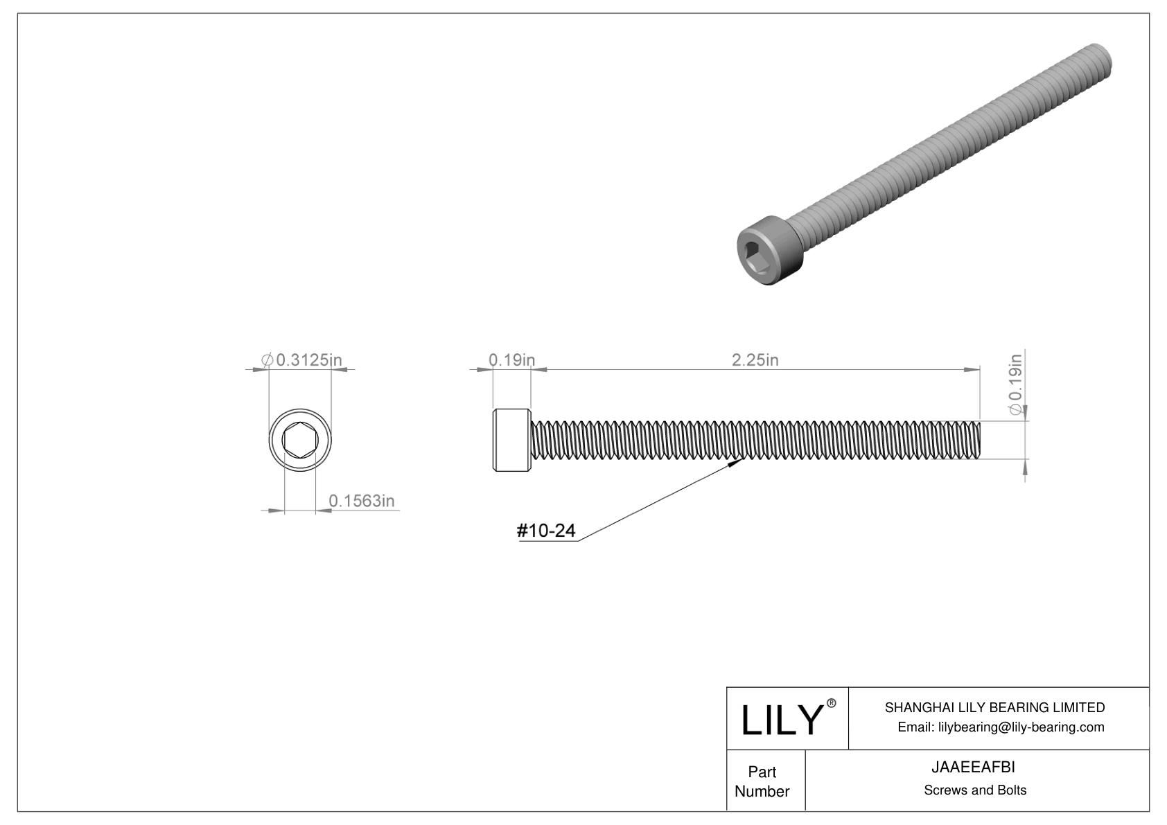 JAAEEAFBI Alloy Steel Socket Head Screws cad drawing