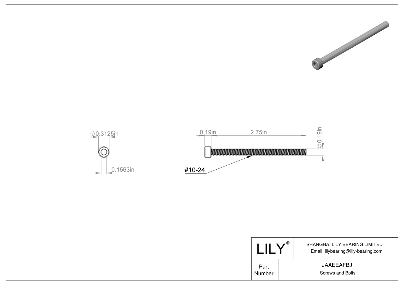 JAAEEAFBJ 合金钢内六角螺钉 cad drawing