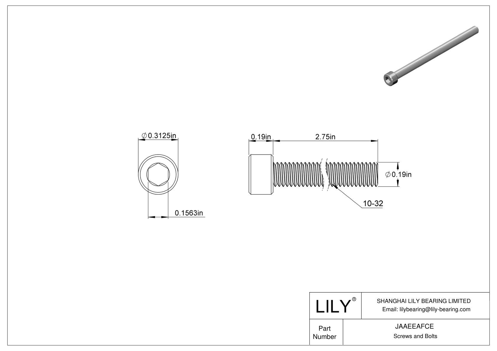 JAAEEAFCE 合金钢内六角螺钉 cad drawing