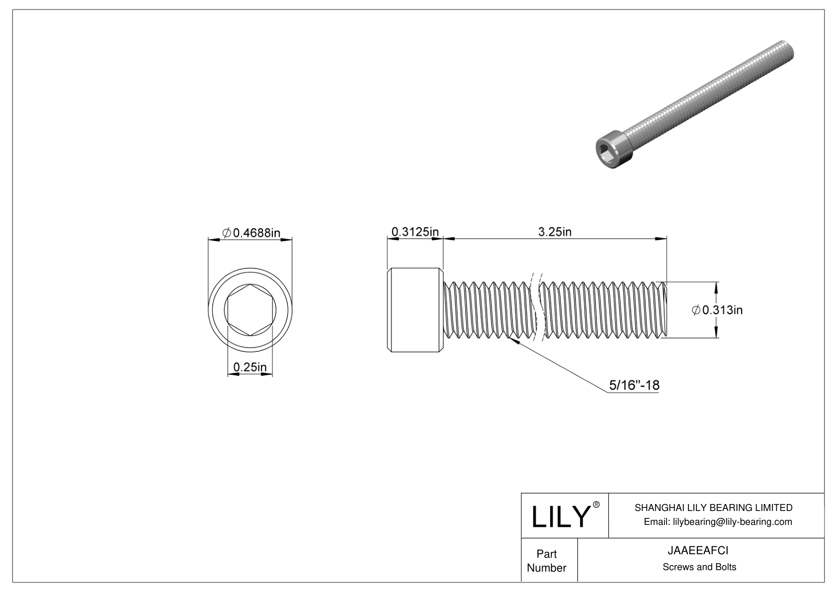 JAAEEAFCI Alloy Steel Socket Head Screws cad drawing