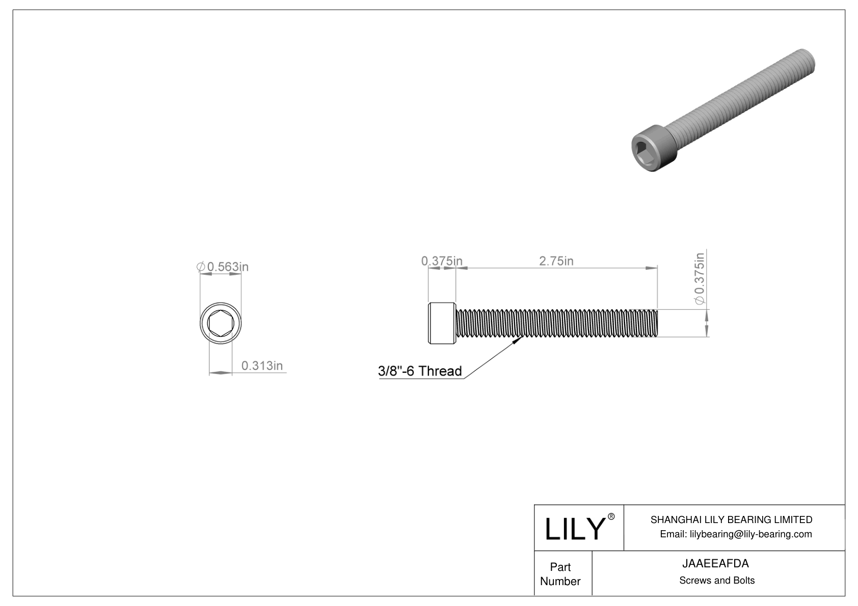 JAAEEAFDA 合金钢内六角螺钉 cad drawing