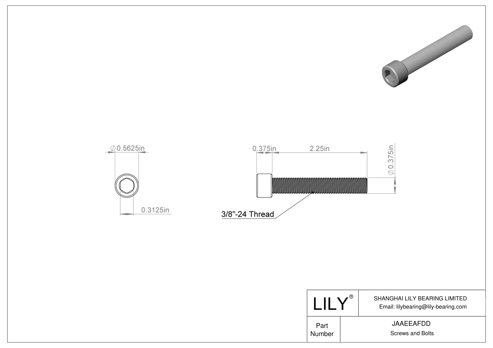 JAAEEAFDD 合金钢内六角螺钉 cad drawing