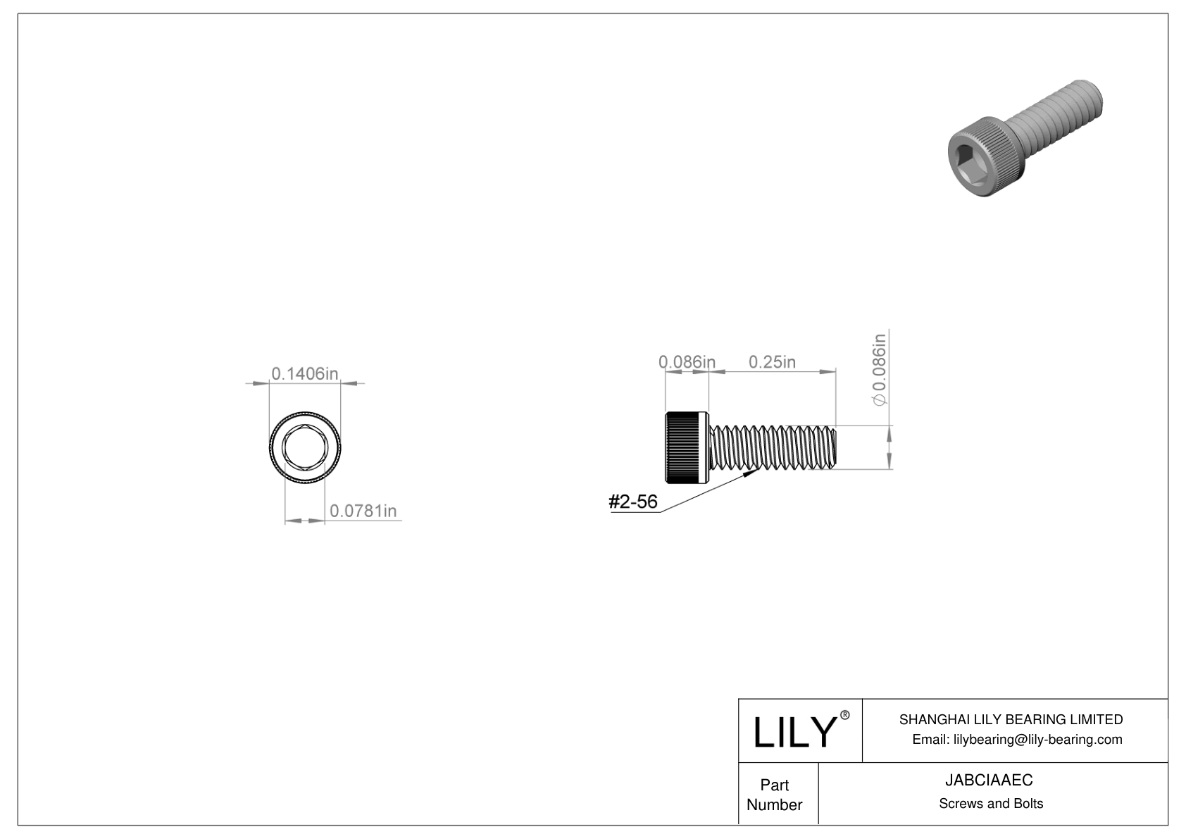 JABCIAAEC Alloy Steel Socket Head Screws cad drawing