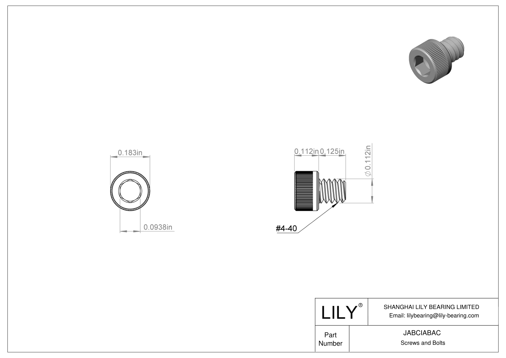 JABCIABAC Tornillos de cabeza cilíndrica de acero aleado cad drawing