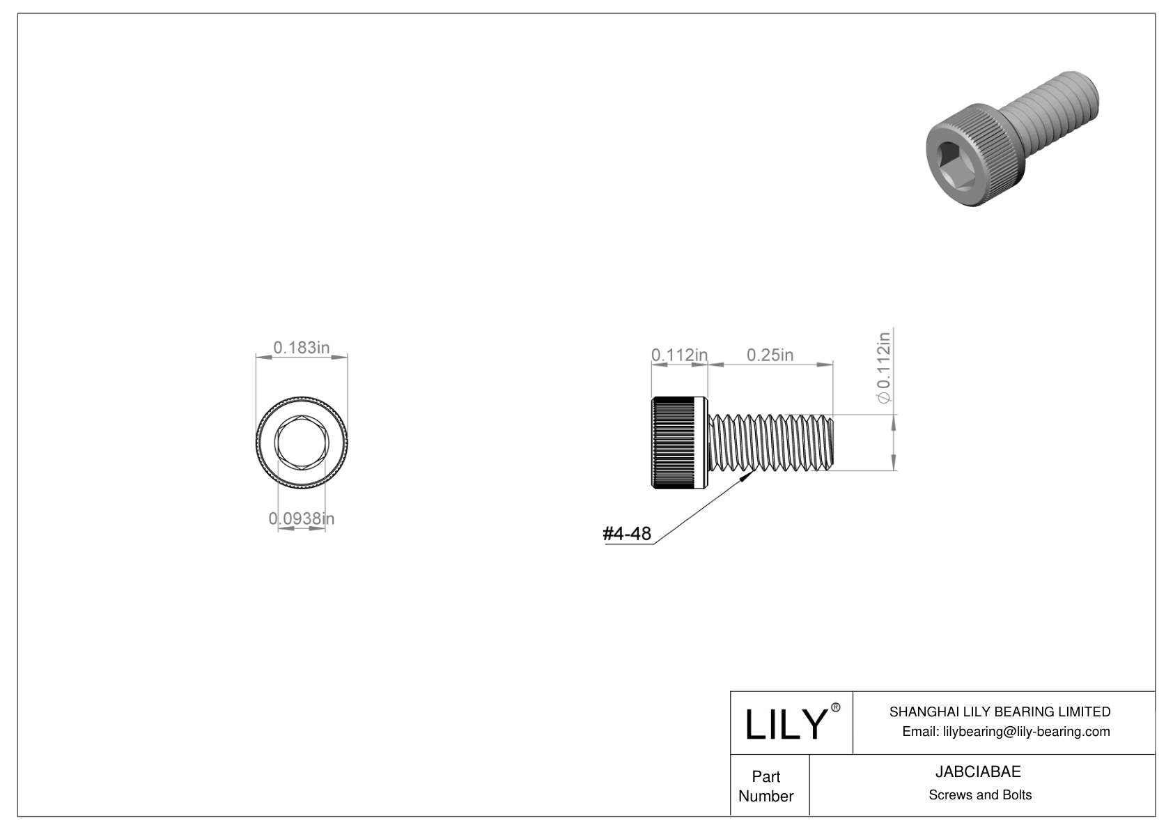 JABCIABAE Alloy Steel Socket Head Screws cad drawing