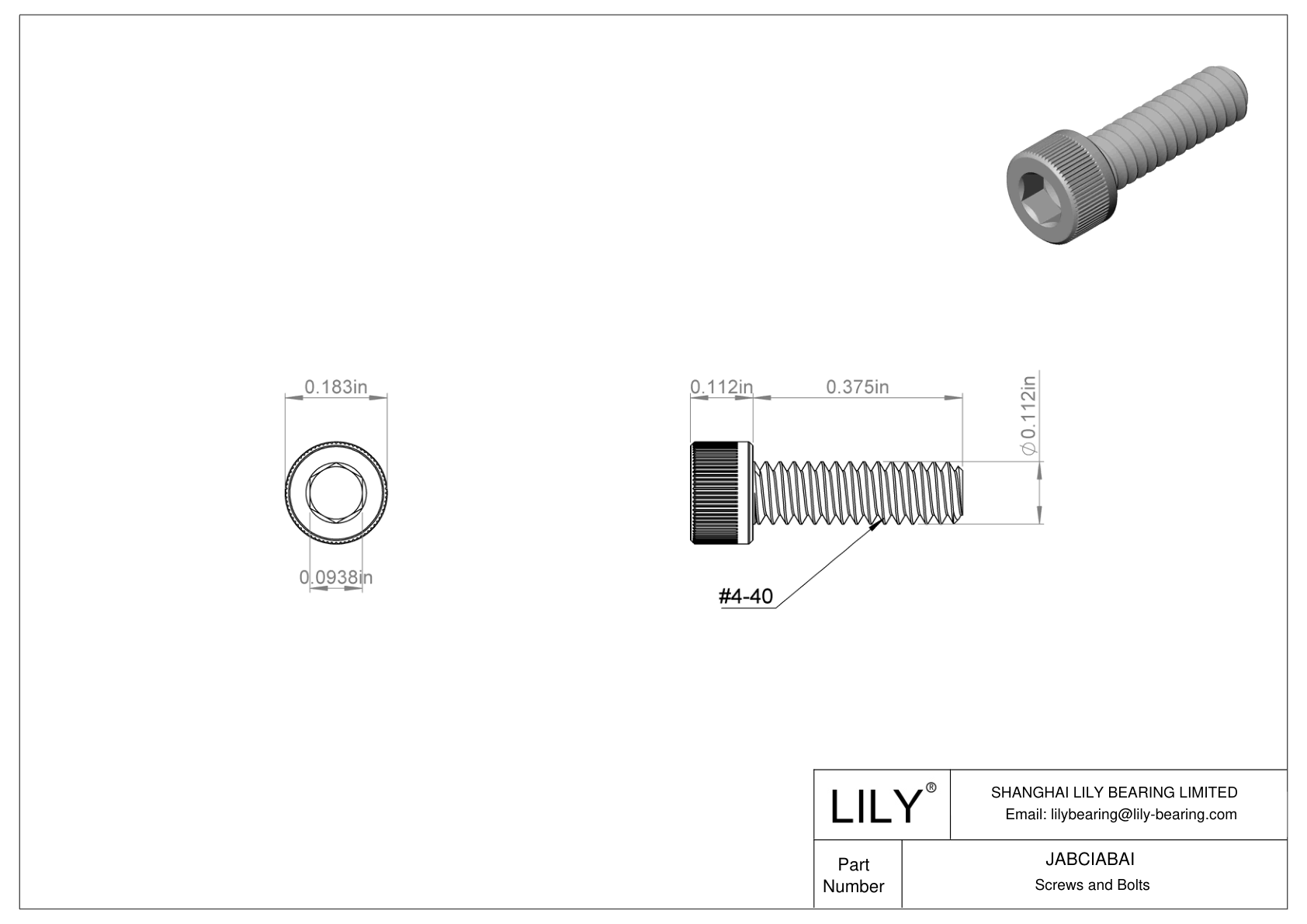 JABCIABAI Tornillos de cabeza cilíndrica de acero aleado cad drawing