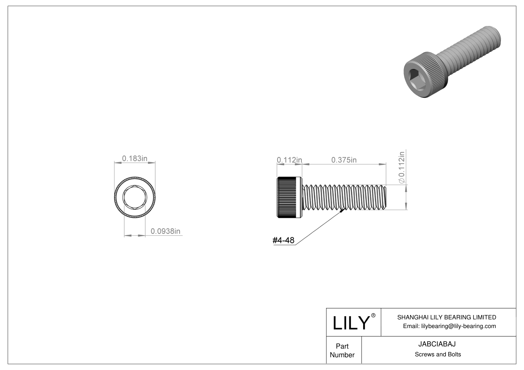 JABCIABAJ Alloy Steel Socket Head Screws cad drawing