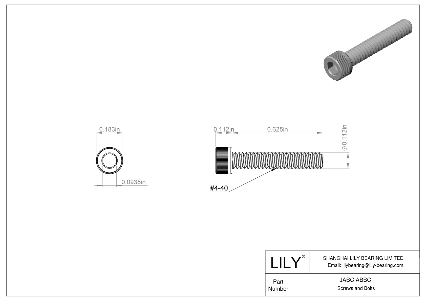 JABCIABBC Alloy Steel Socket Head Screws cad drawing