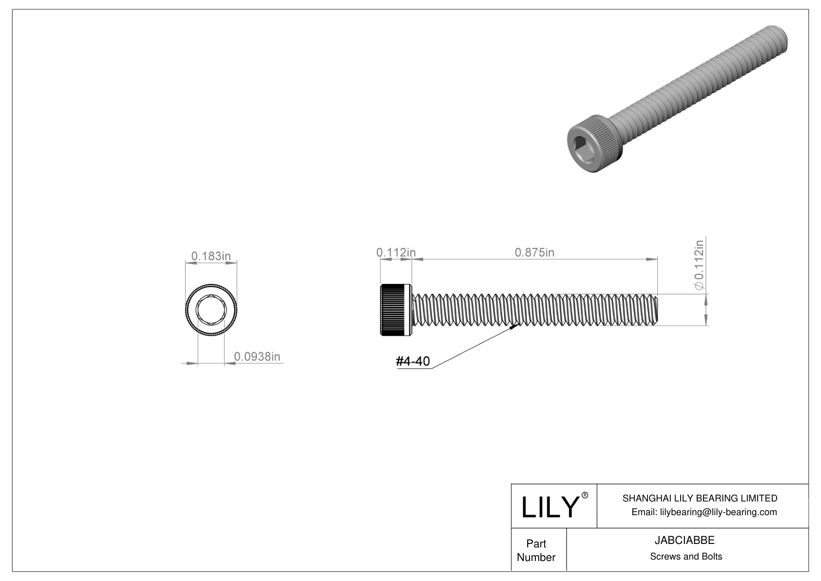 JABCIABBE 合金钢内六角螺钉 cad drawing