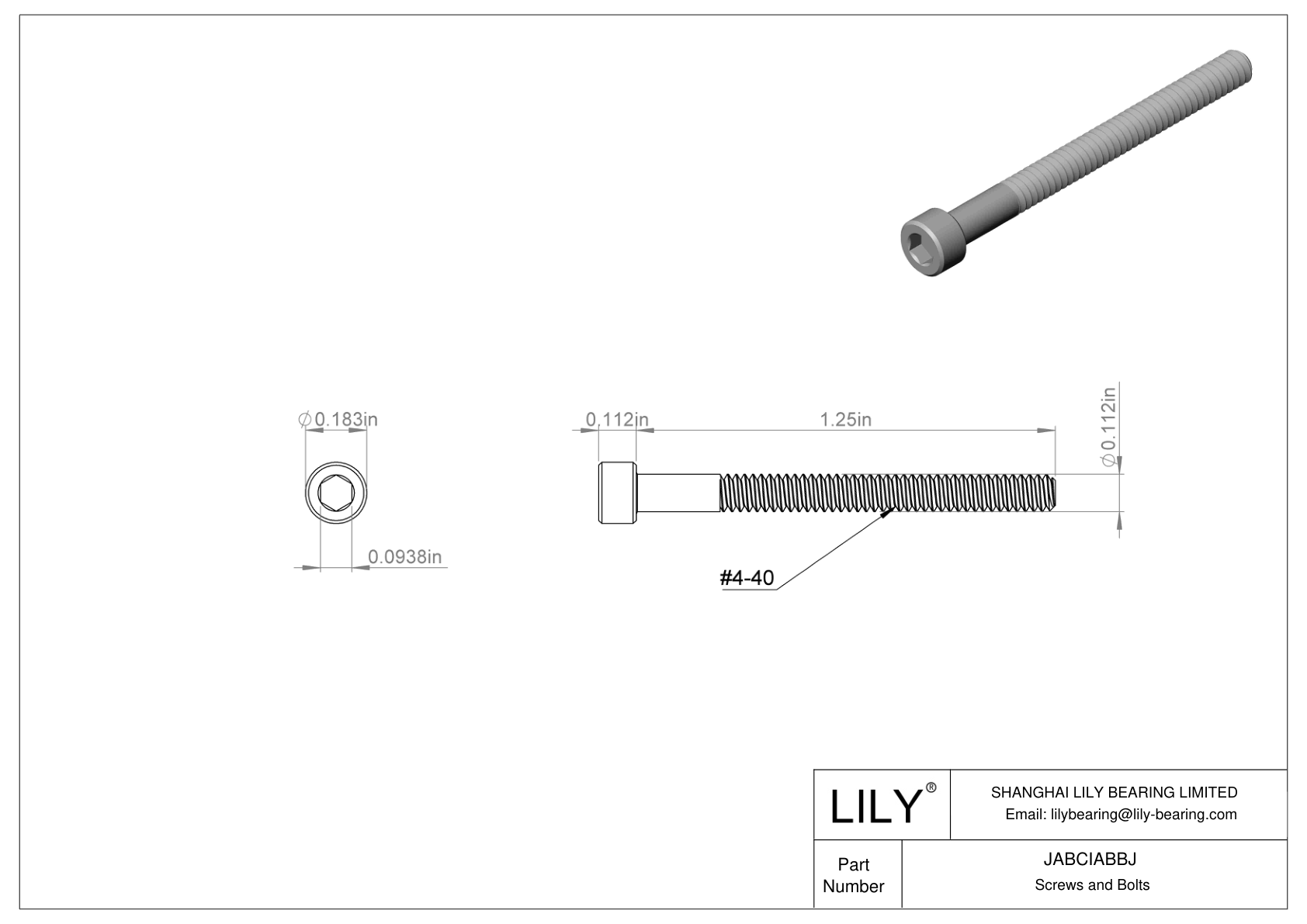 JABCIABBJ Alloy Steel Socket Head Screws cad drawing