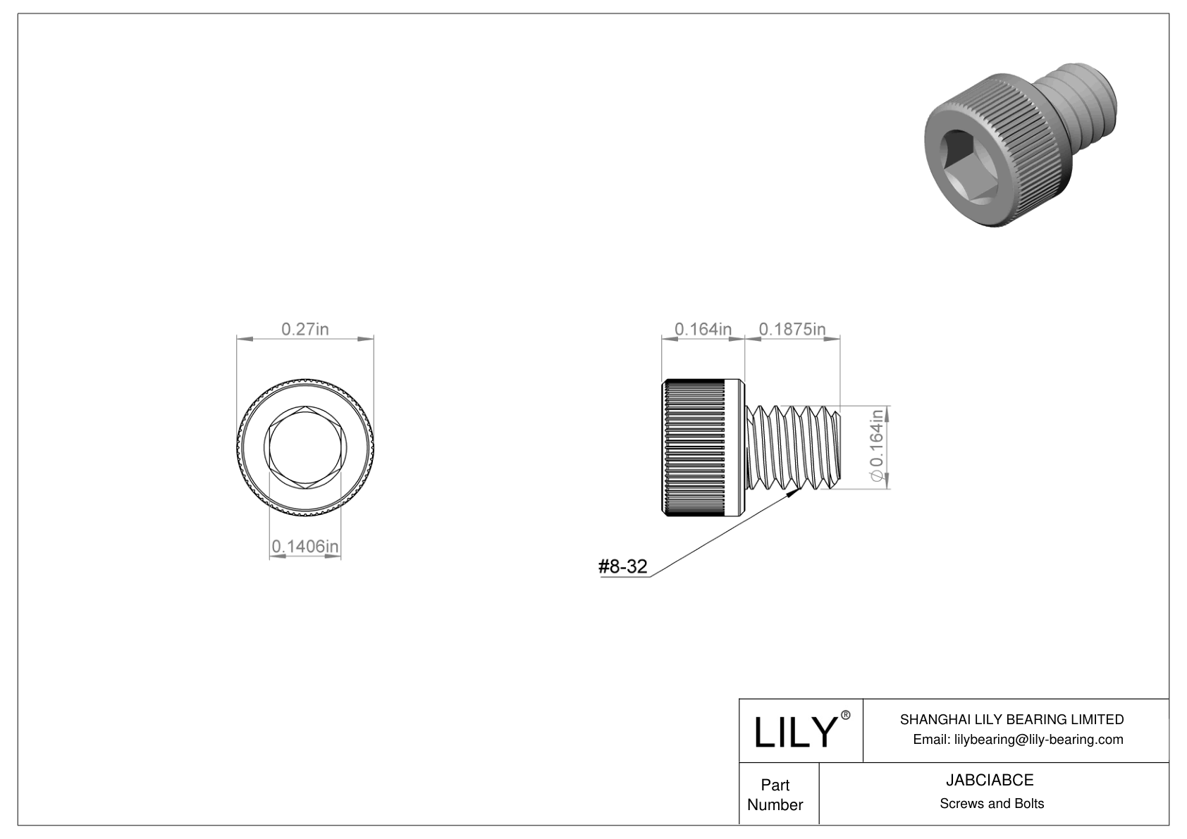 JABCIABCE Alloy Steel Socket Head Screws cad drawing