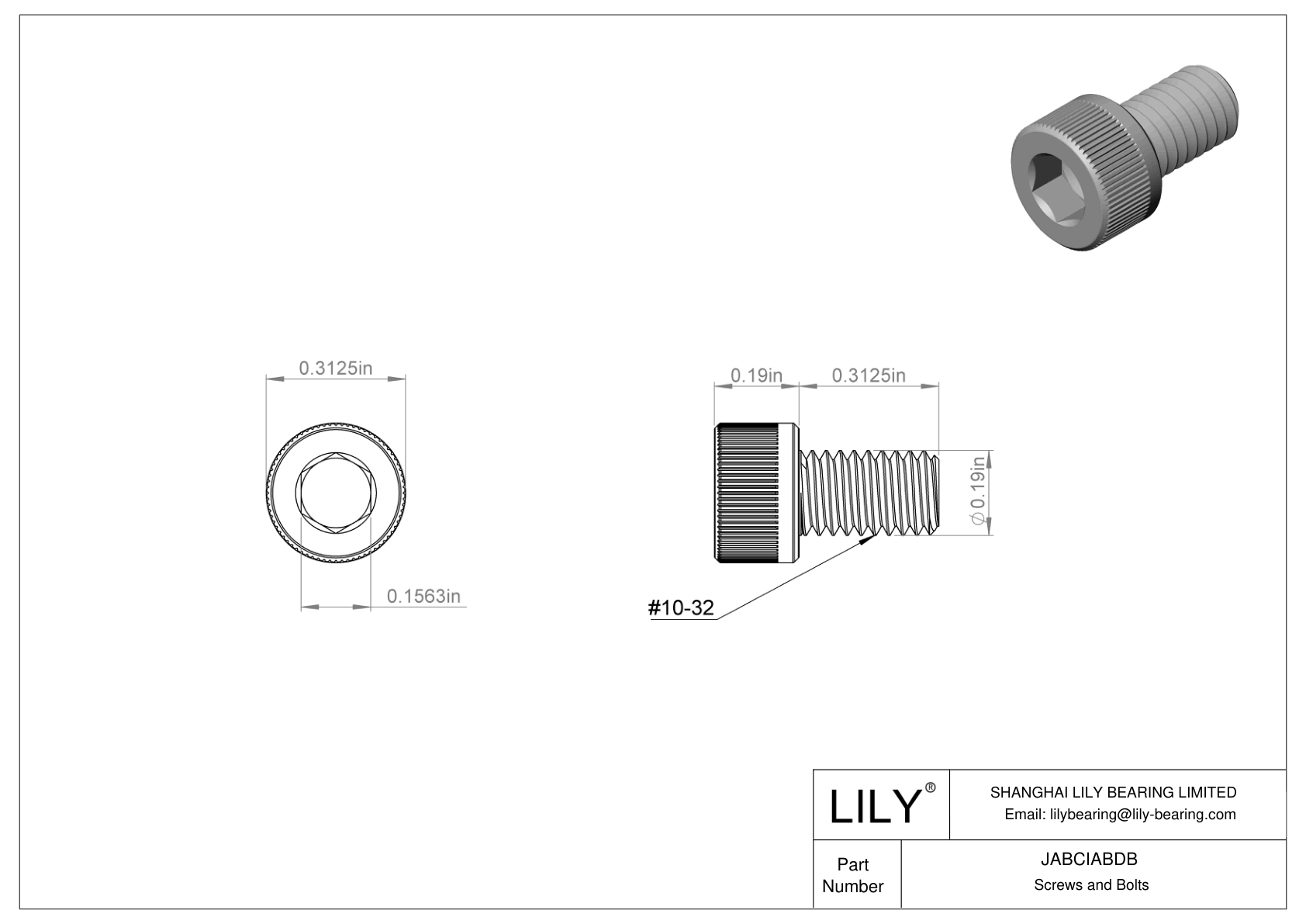 JABCIABDB Alloy Steel Socket Head Screws cad drawing