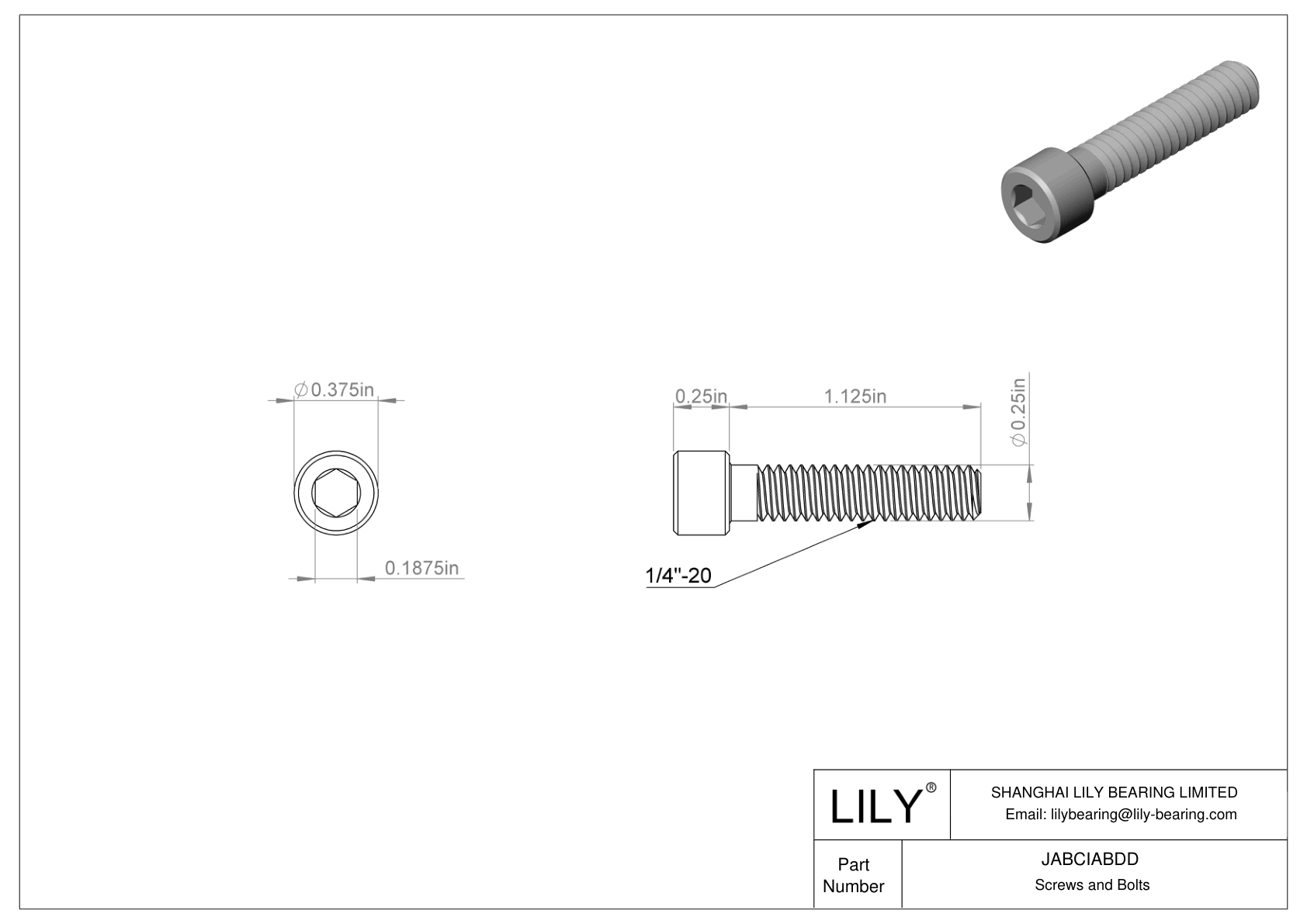 JABCIABDD Alloy Steel Socket Head Screws cad drawing