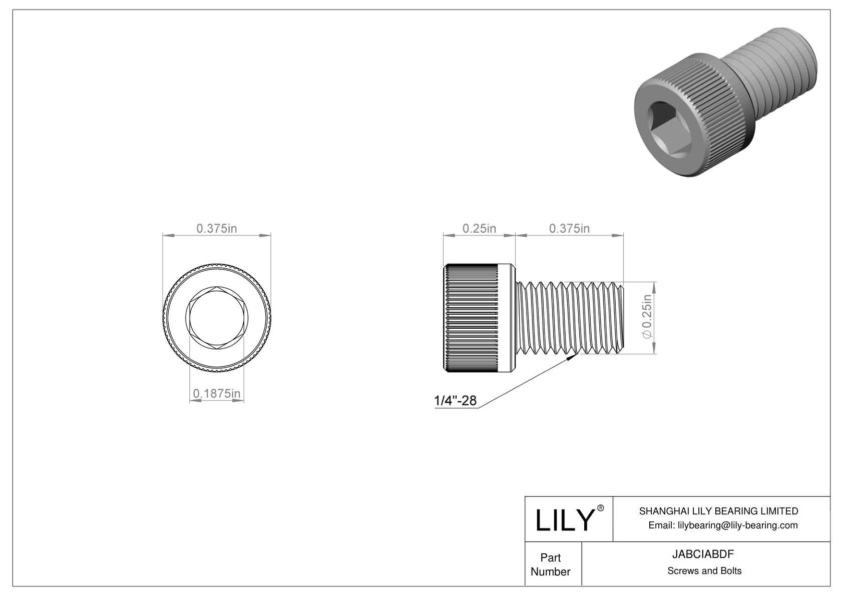 JABCIABDF Alloy Steel Socket Head Screws cad drawing