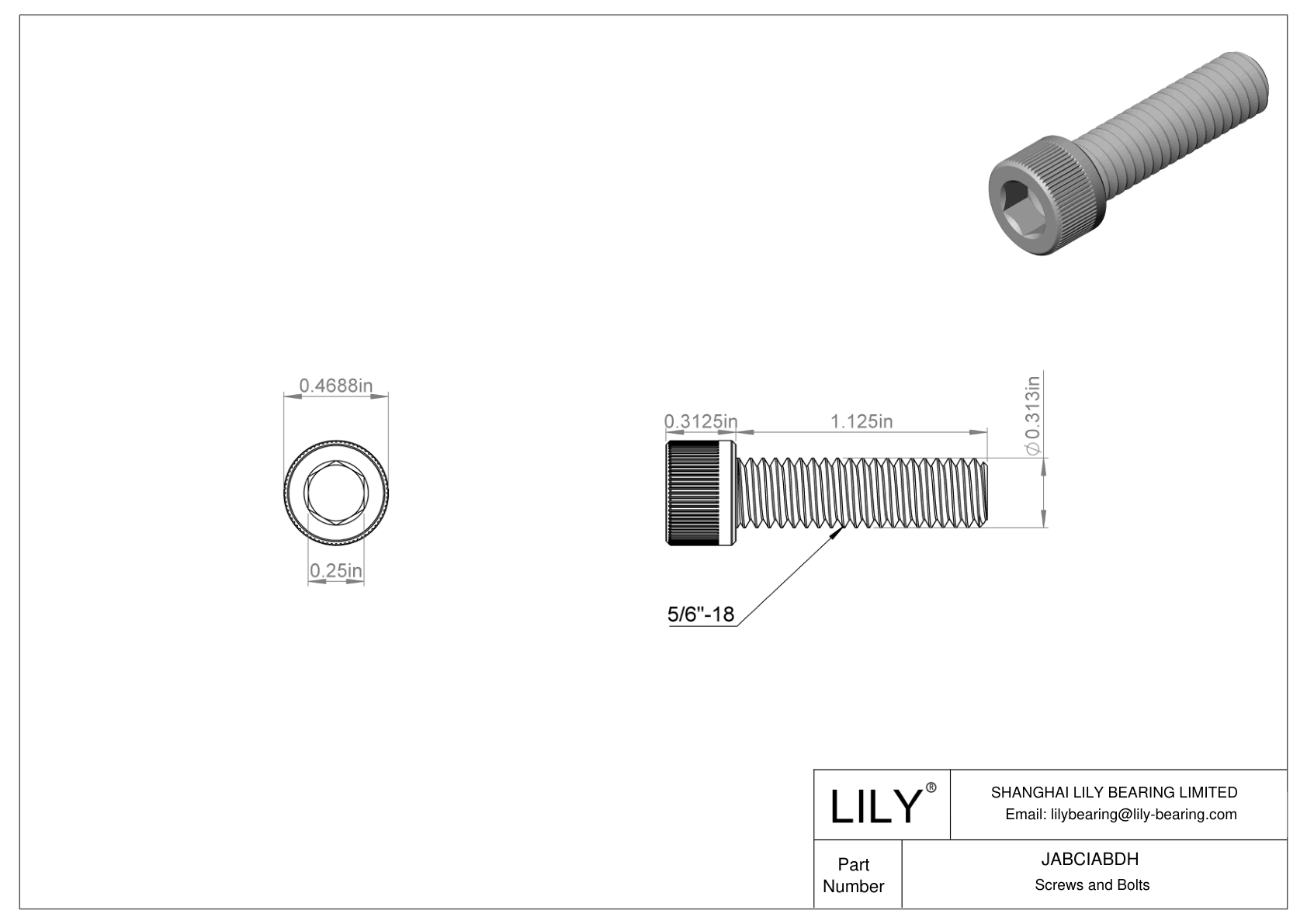 JABCIABDH Alloy Steel Socket Head Screws cad drawing