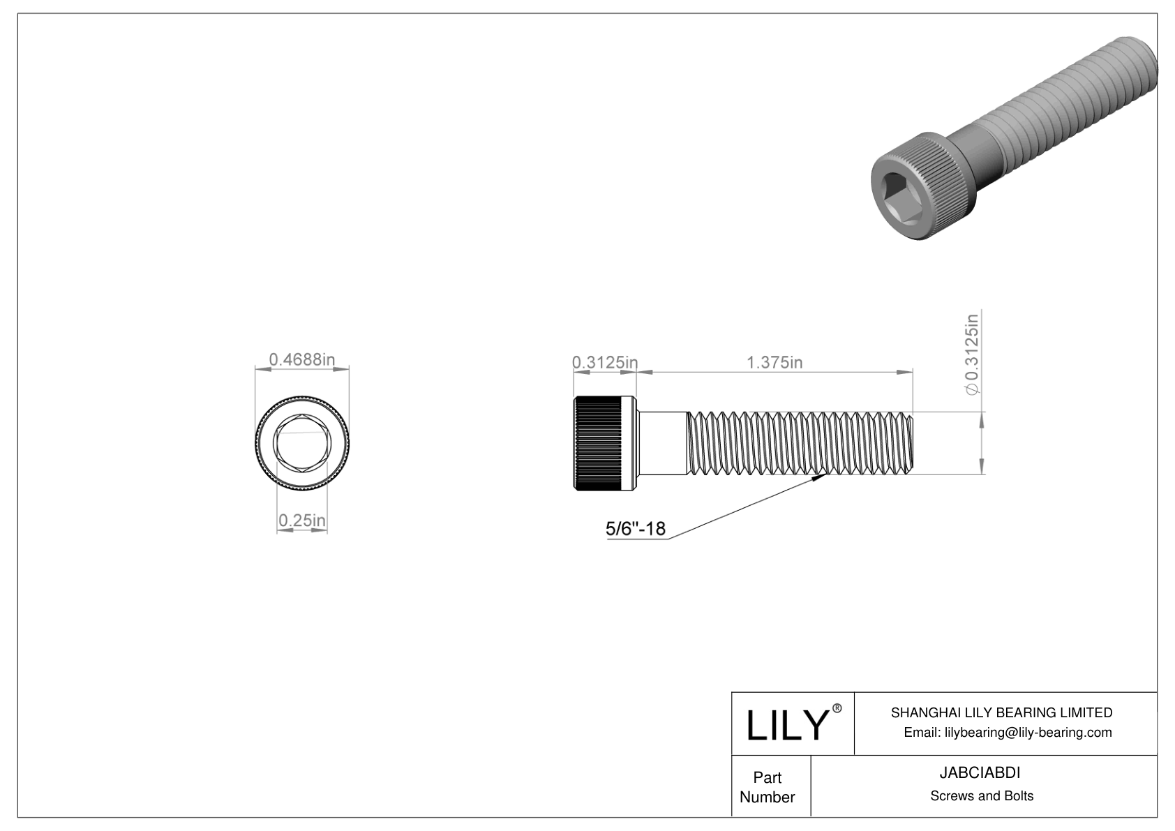 JABCIABDI Alloy Steel Socket Head Screws cad drawing