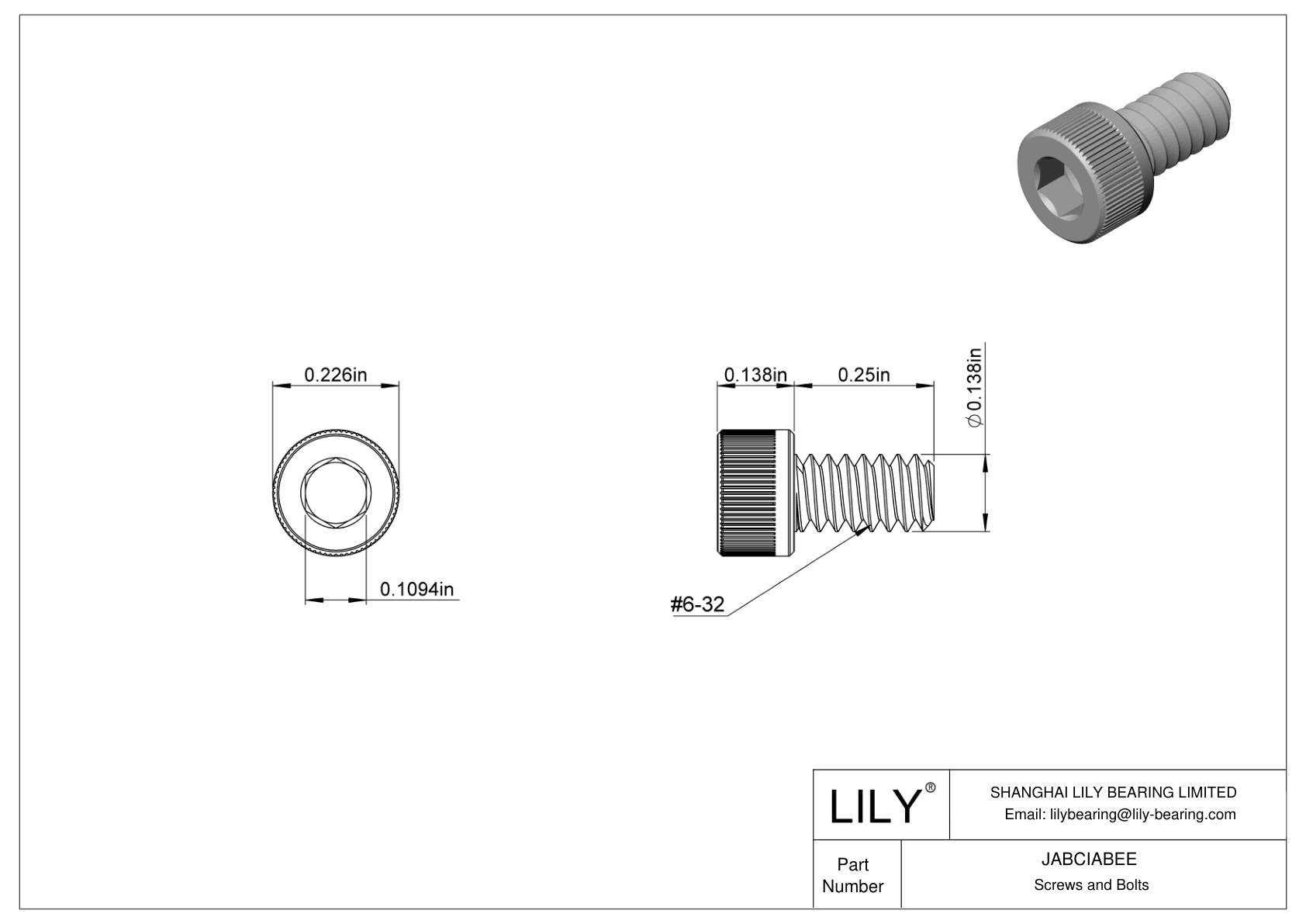 JABCIABEE 合金钢内六角螺钉 cad drawing