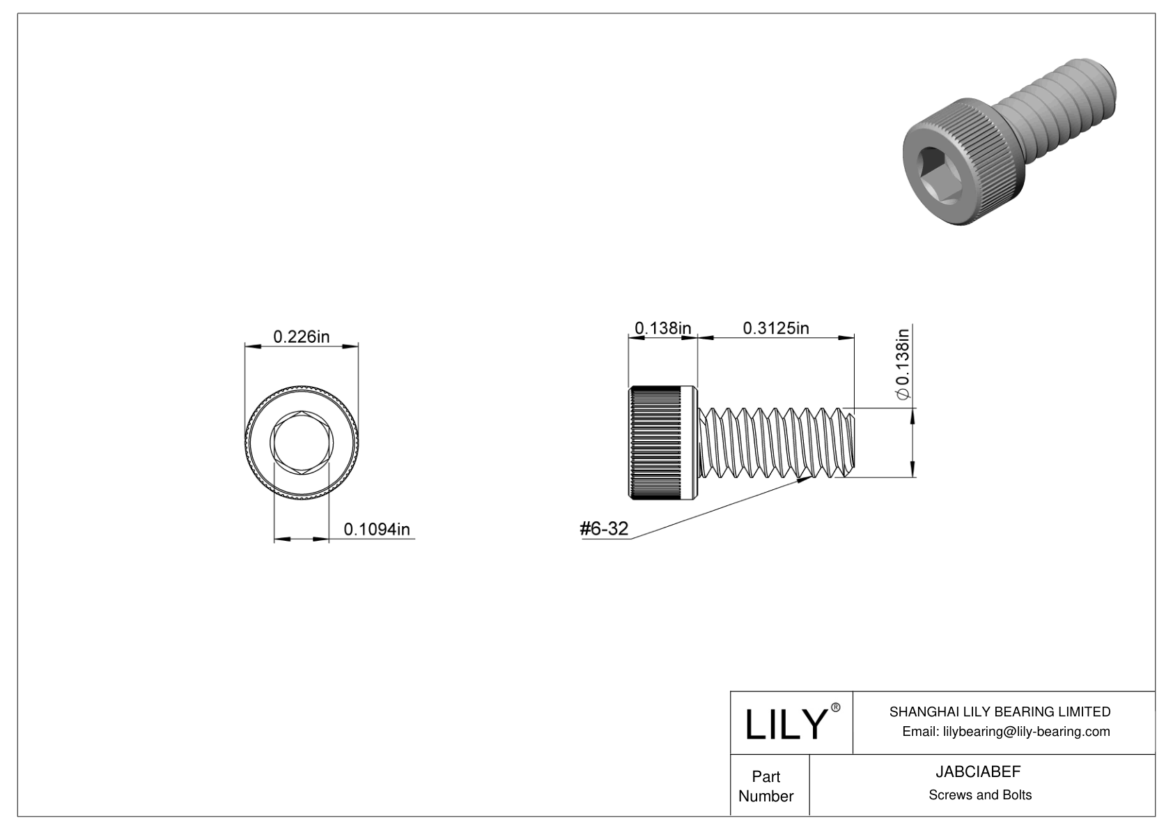 JABCIABEF Alloy Steel Socket Head Screws cad drawing