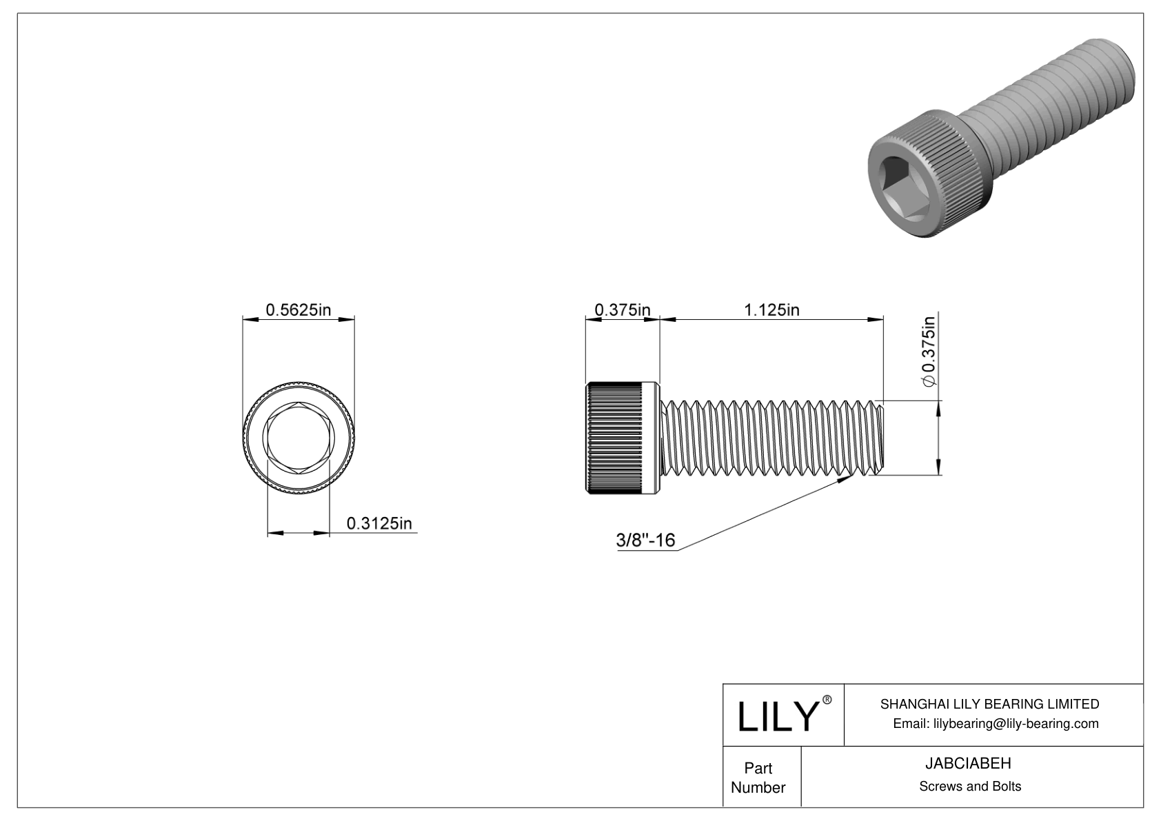 JABCIABEH Alloy Steel Socket Head Screws cad drawing