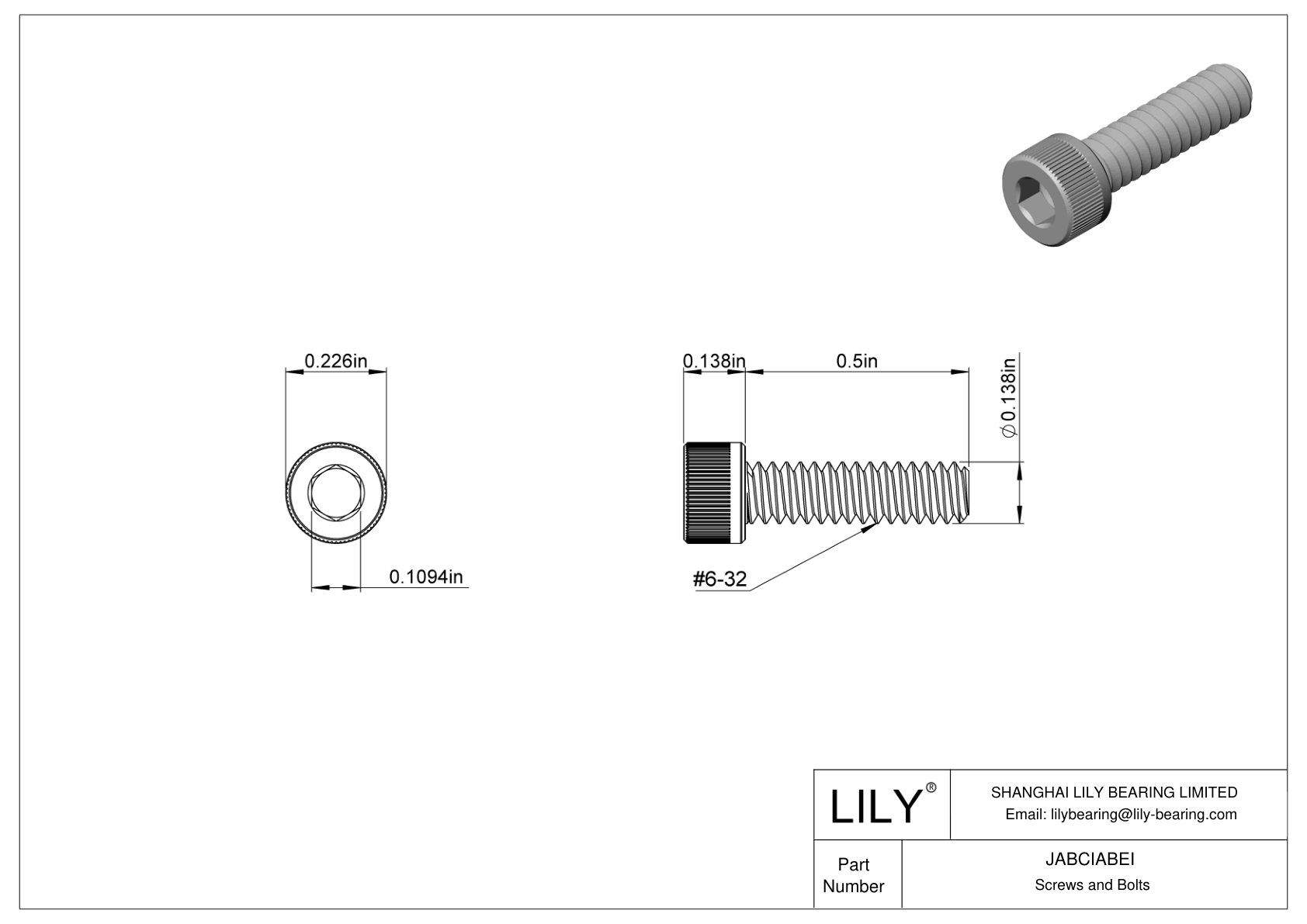 JABCIABEI Alloy Steel Socket Head Screws cad drawing