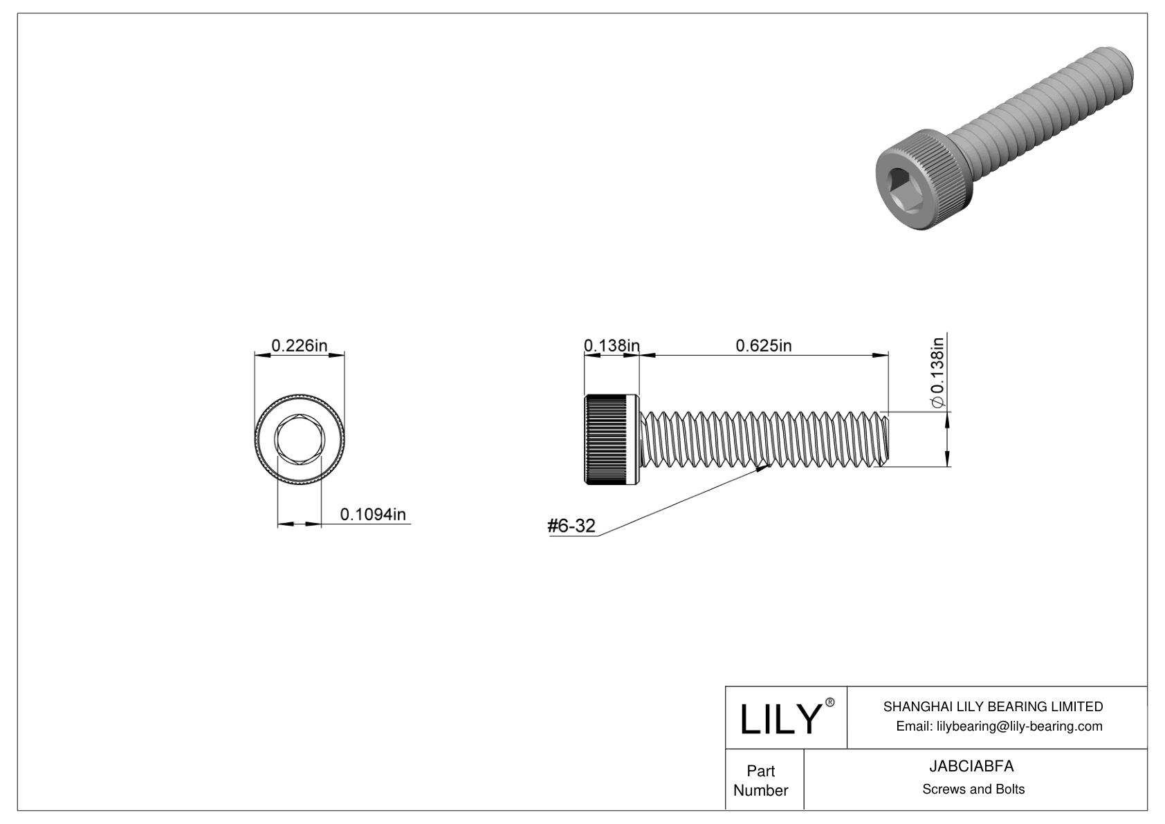 JABCIABFA Alloy Steel Socket Head Screws cad drawing