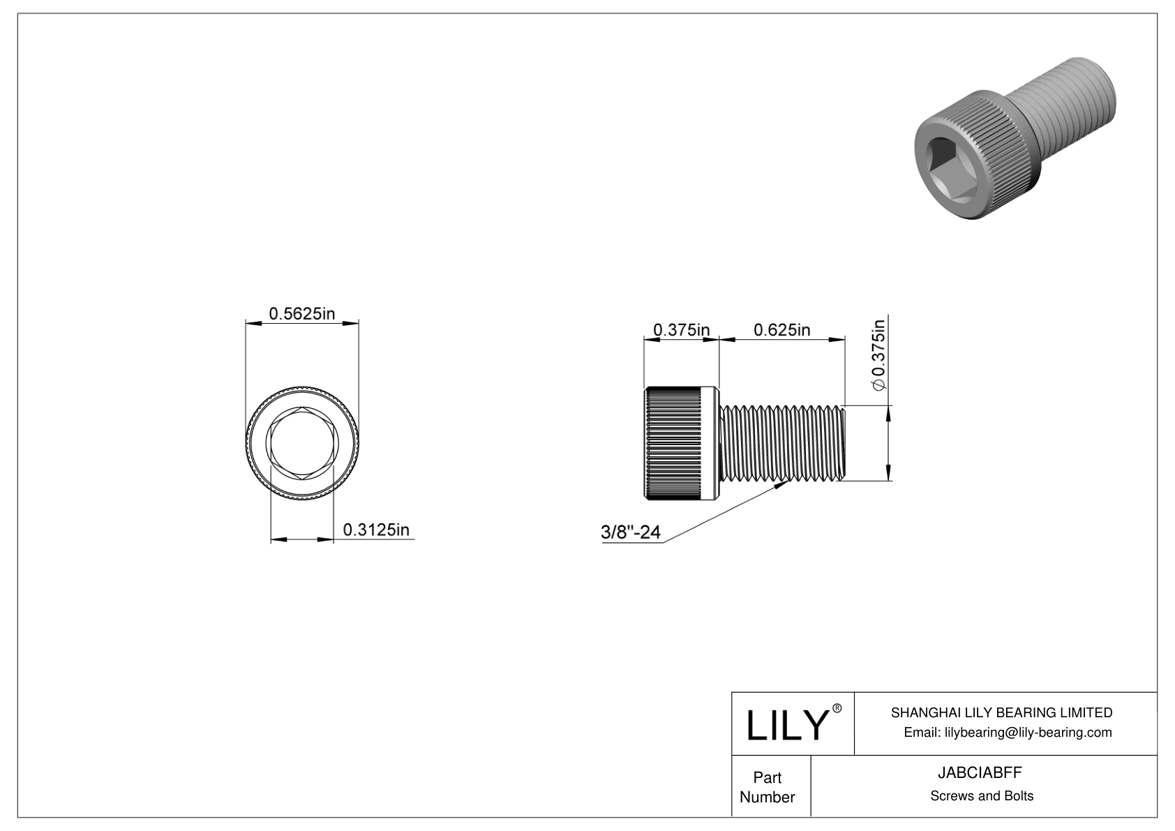 JABCIABFF Alloy Steel Socket Head Screws cad drawing