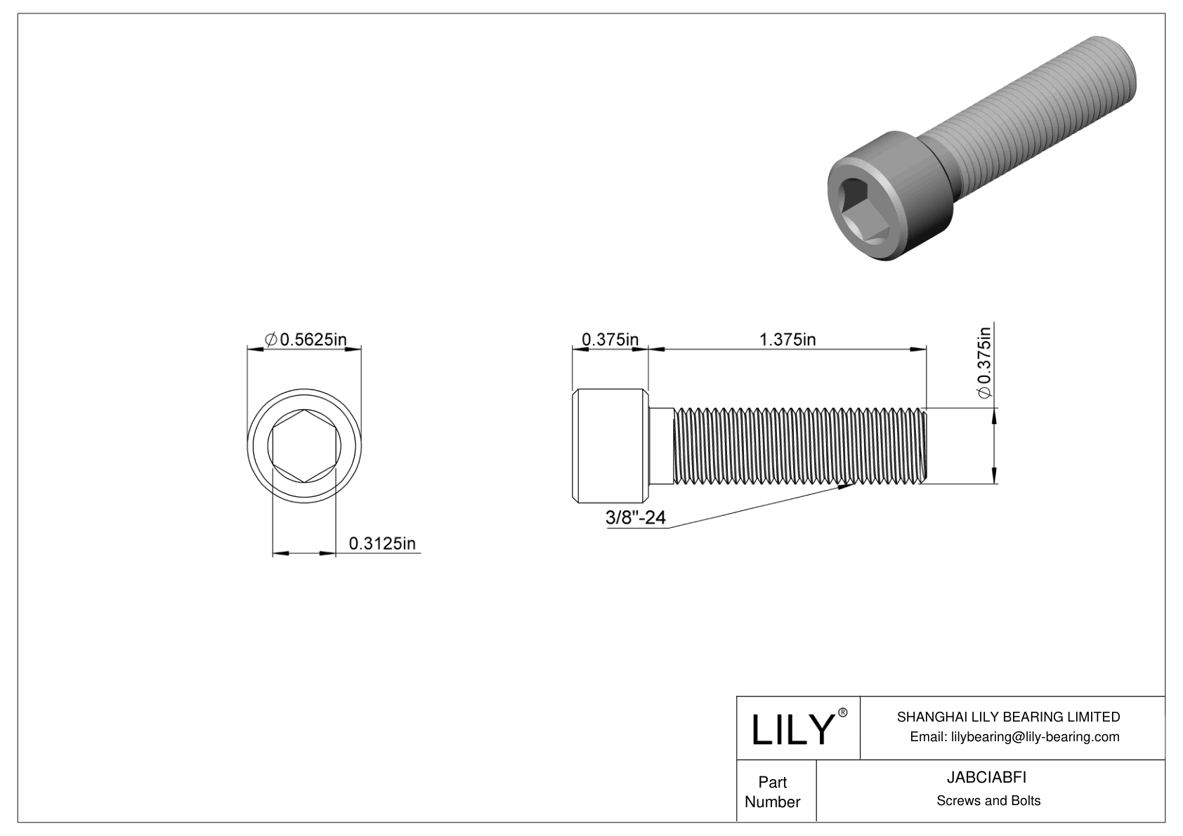 JABCIABFI Alloy Steel Socket Head Screws cad drawing