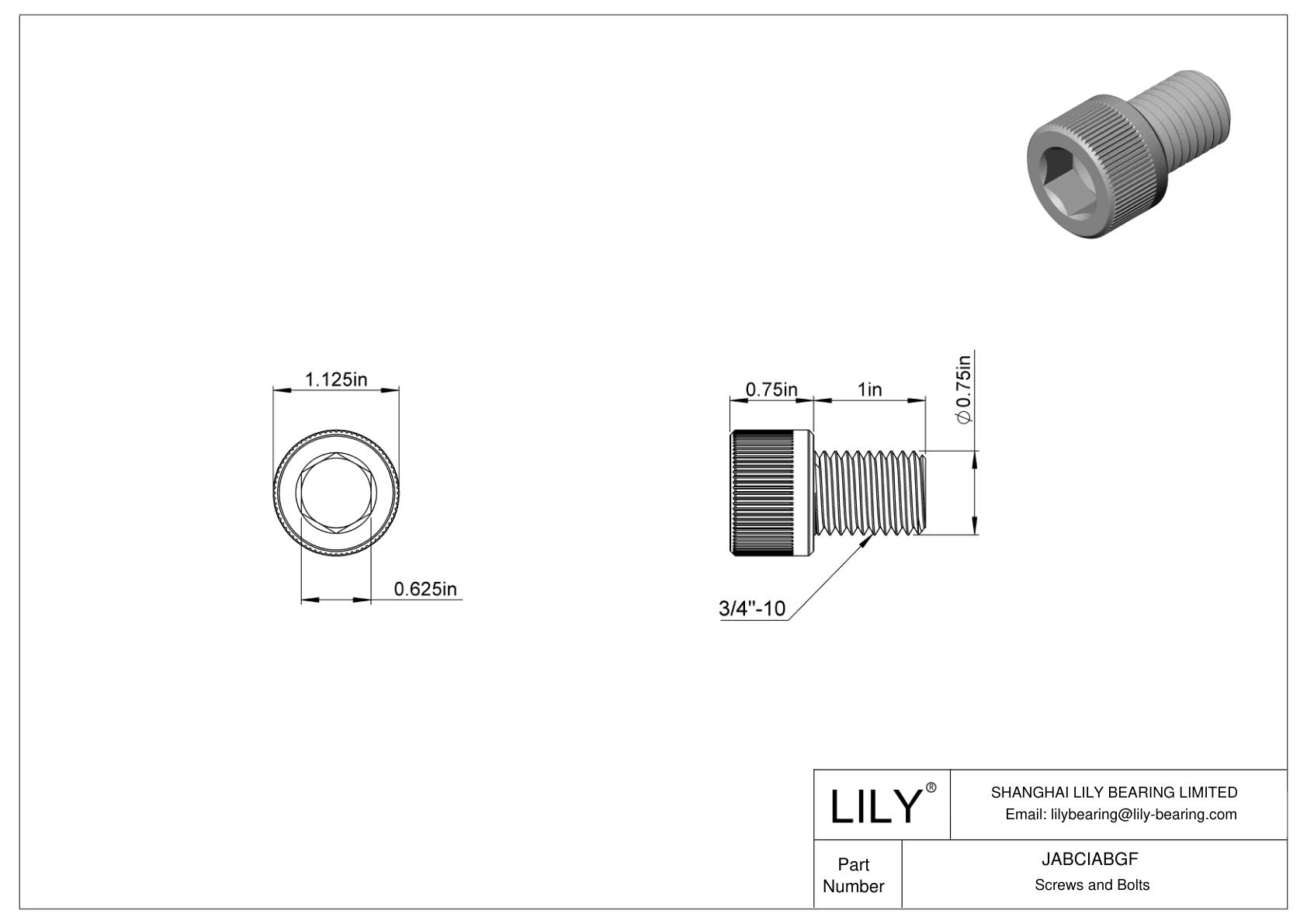 JABCIABGF Alloy Steel Socket Head Screws cad drawing