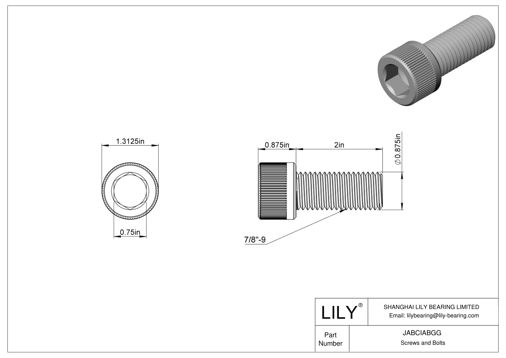 JABCIABGG Alloy Steel Socket Head Screws cad drawing