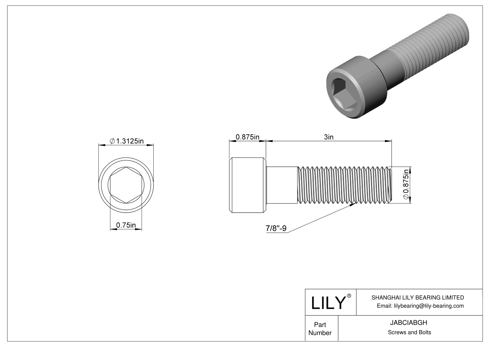 JABCIABGH Tornillos de cabeza cilíndrica de acero aleado cad drawing