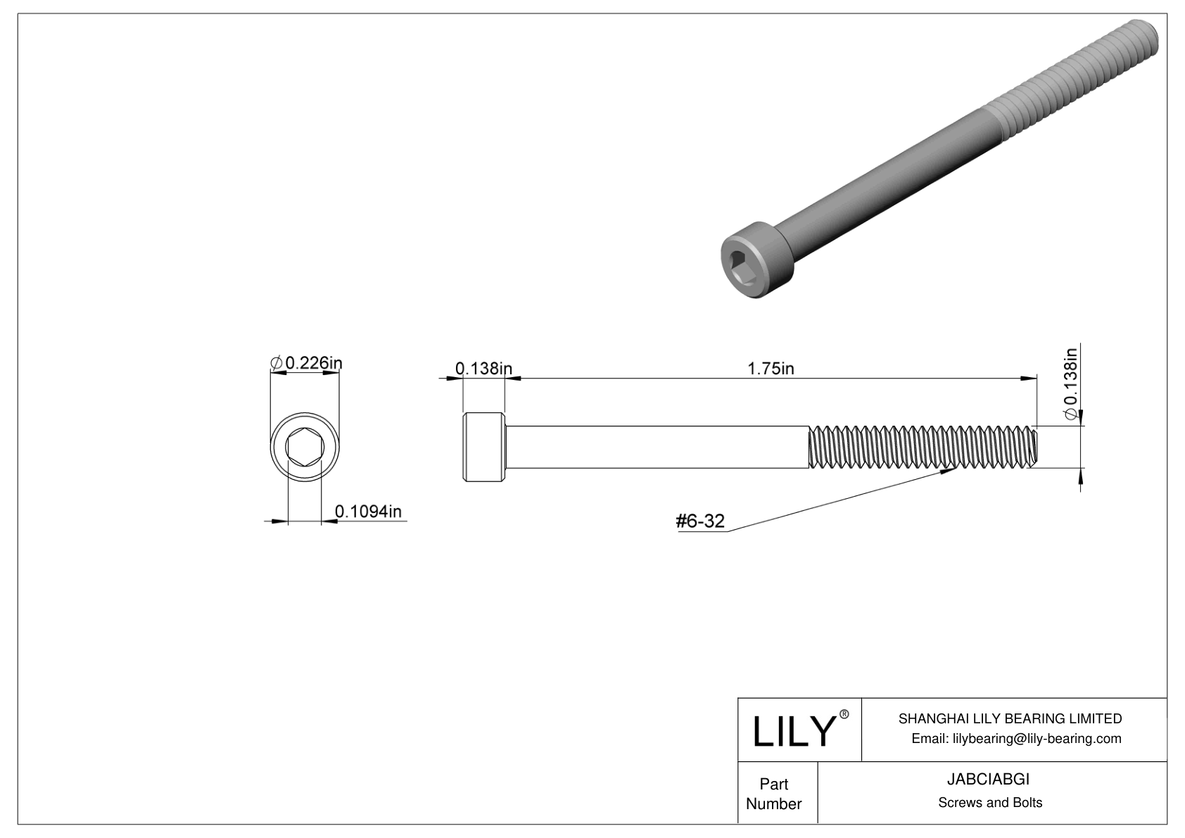 JABCIABGI Tornillos de cabeza cilíndrica de acero aleado cad drawing