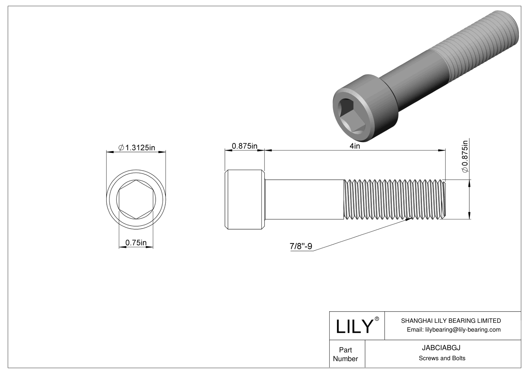 JABCIABGJ Alloy Steel Socket Head Screws cad drawing