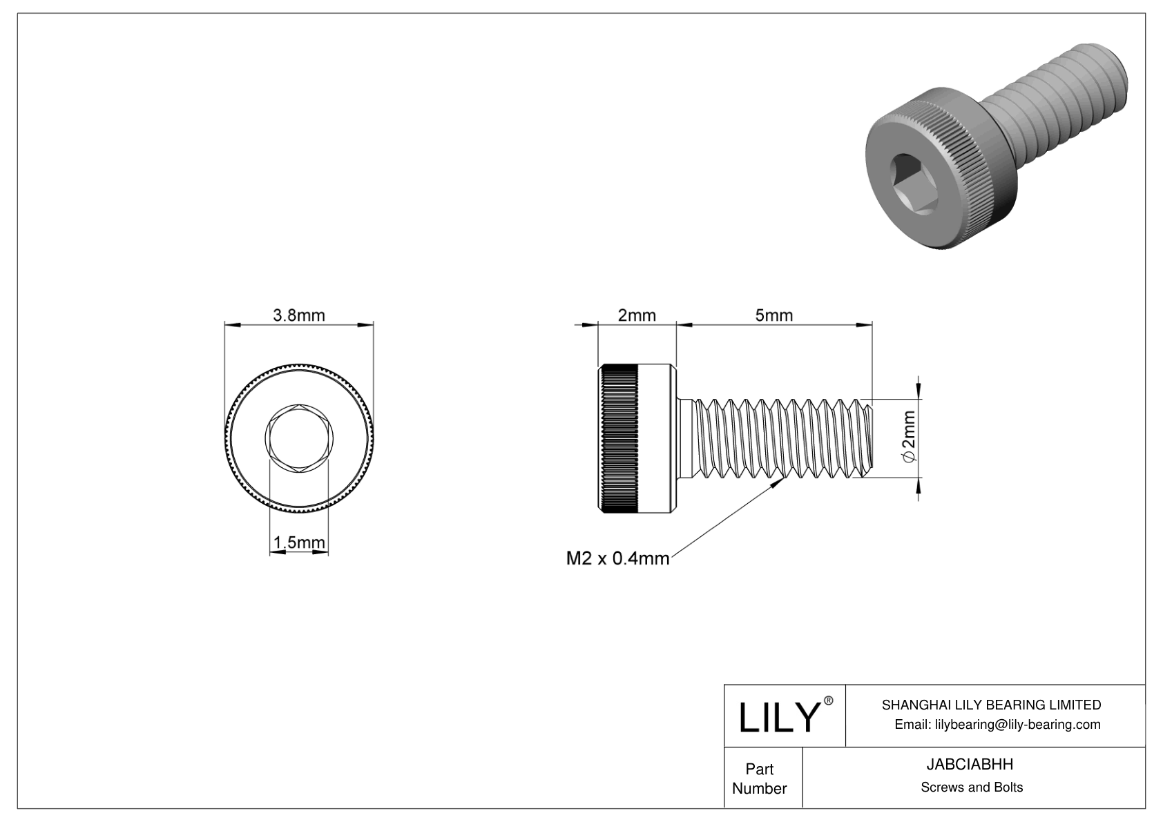 JABCIABHH Tornillos de cabeza cilíndrica de acero aleado cad drawing