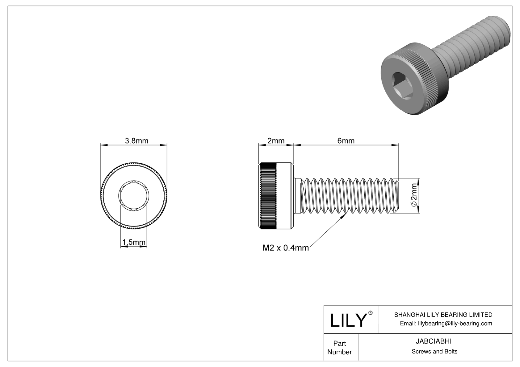 JABCIABHI Alloy Steel Socket Head Screws cad drawing