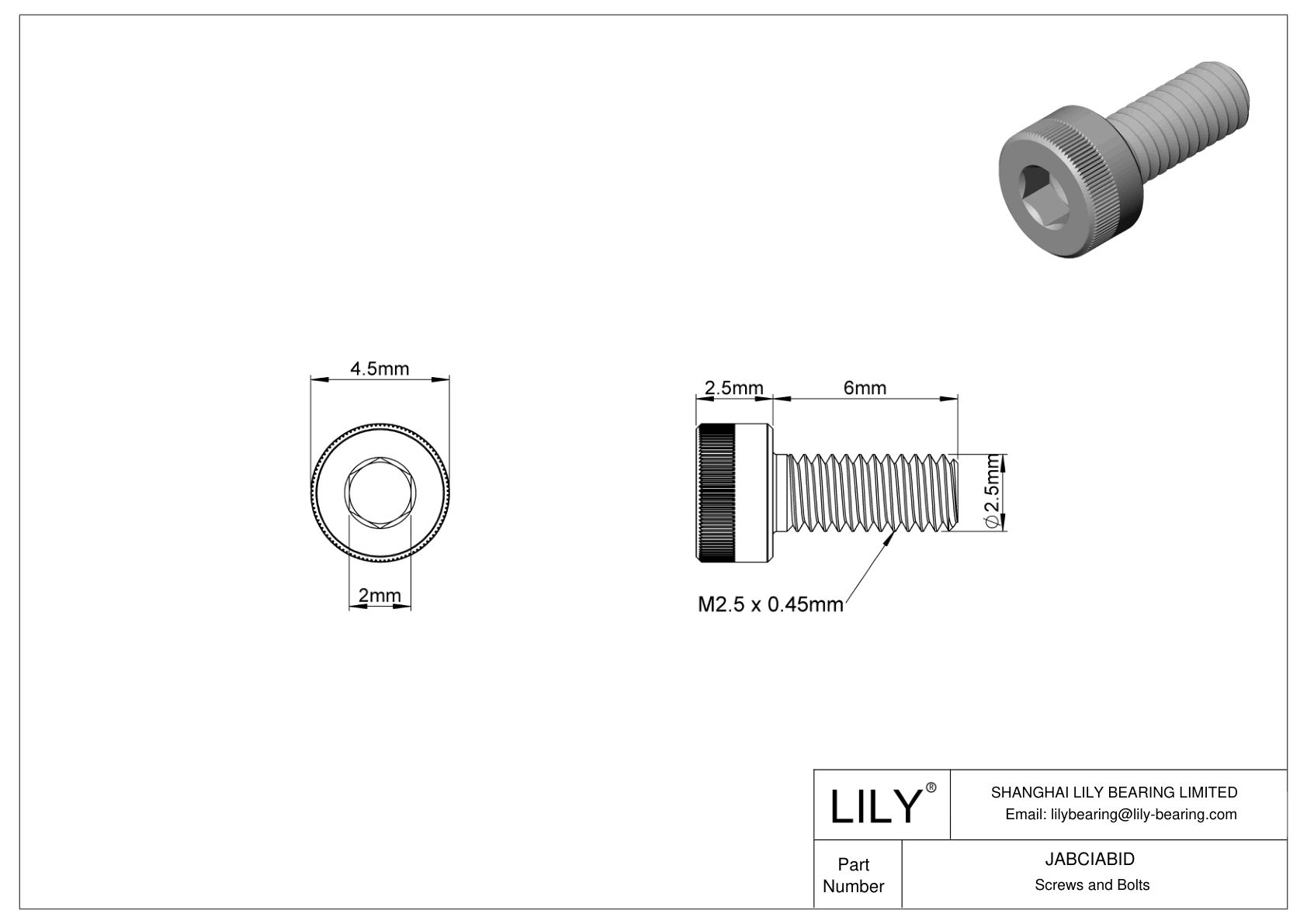 JABCIABID Tornillos de cabeza cilíndrica de acero aleado cad drawing