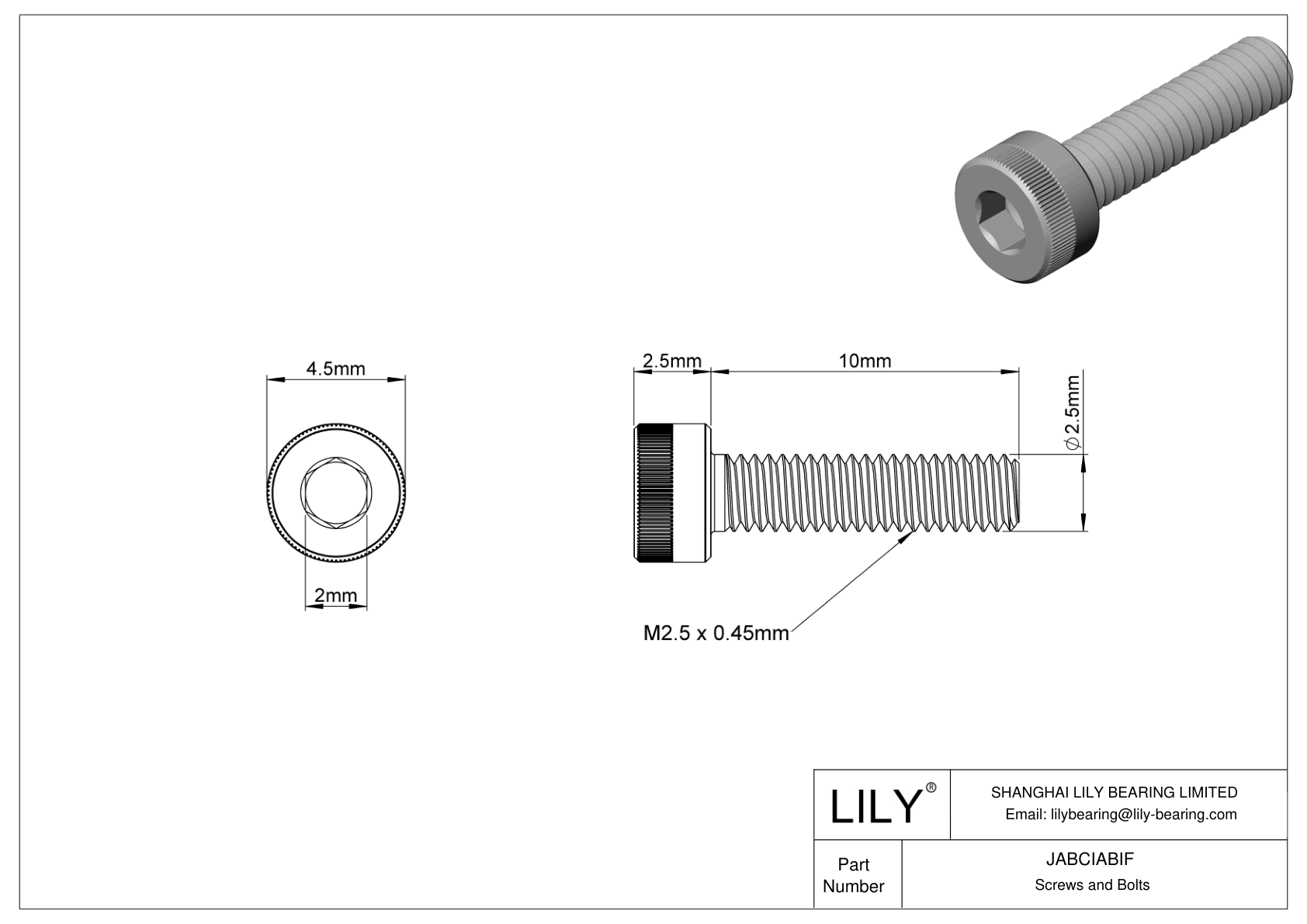 JABCIABIF Tornillos de cabeza cilíndrica de acero aleado cad drawing