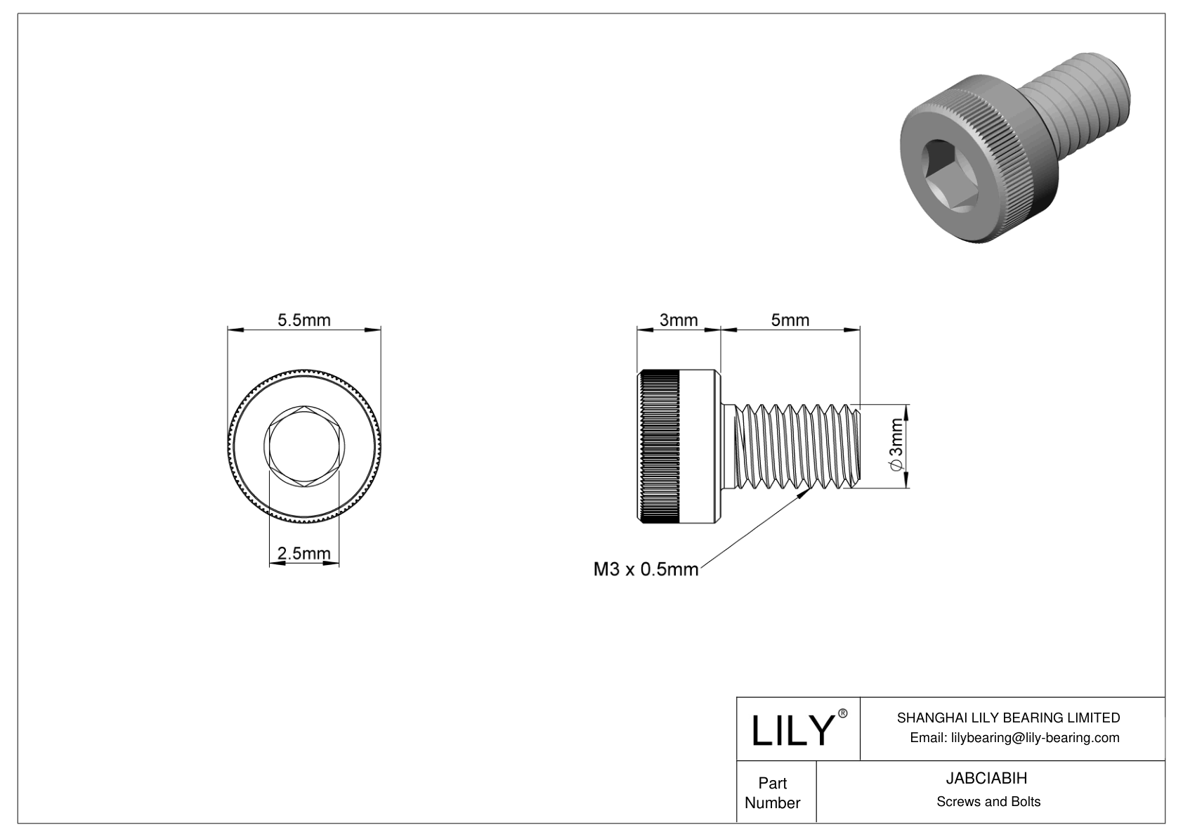 JABCIABIH Alloy Steel Socket Head Screws cad drawing