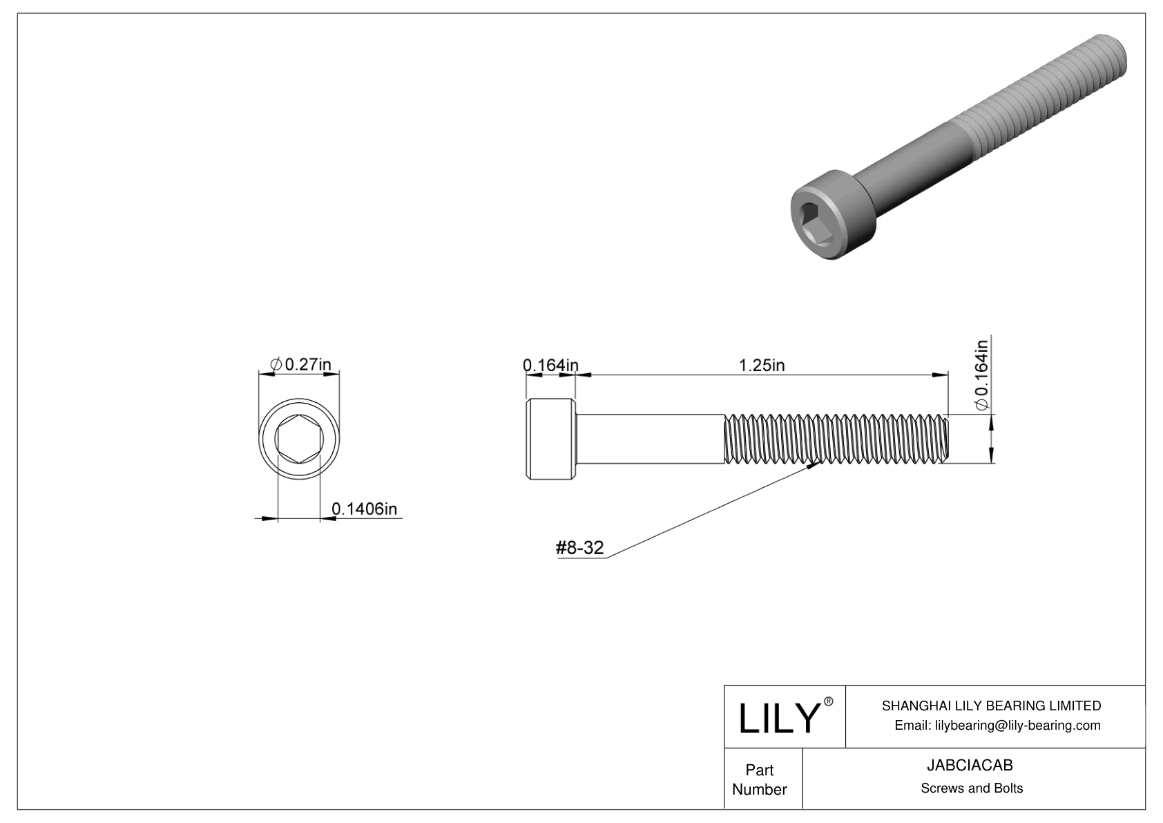 JABCIACAB Tornillos de cabeza cilíndrica de acero aleado cad drawing