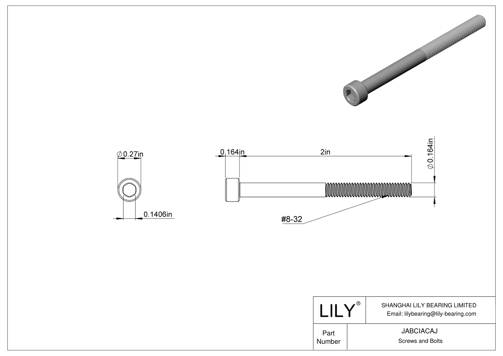 JABCIACAJ Alloy Steel Socket Head Screws cad drawing