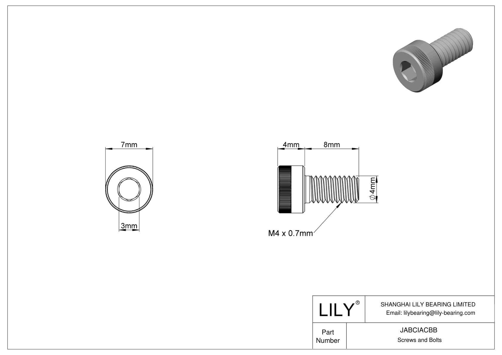 JABCIACBB Tornillos de cabeza cilíndrica de acero aleado cad drawing