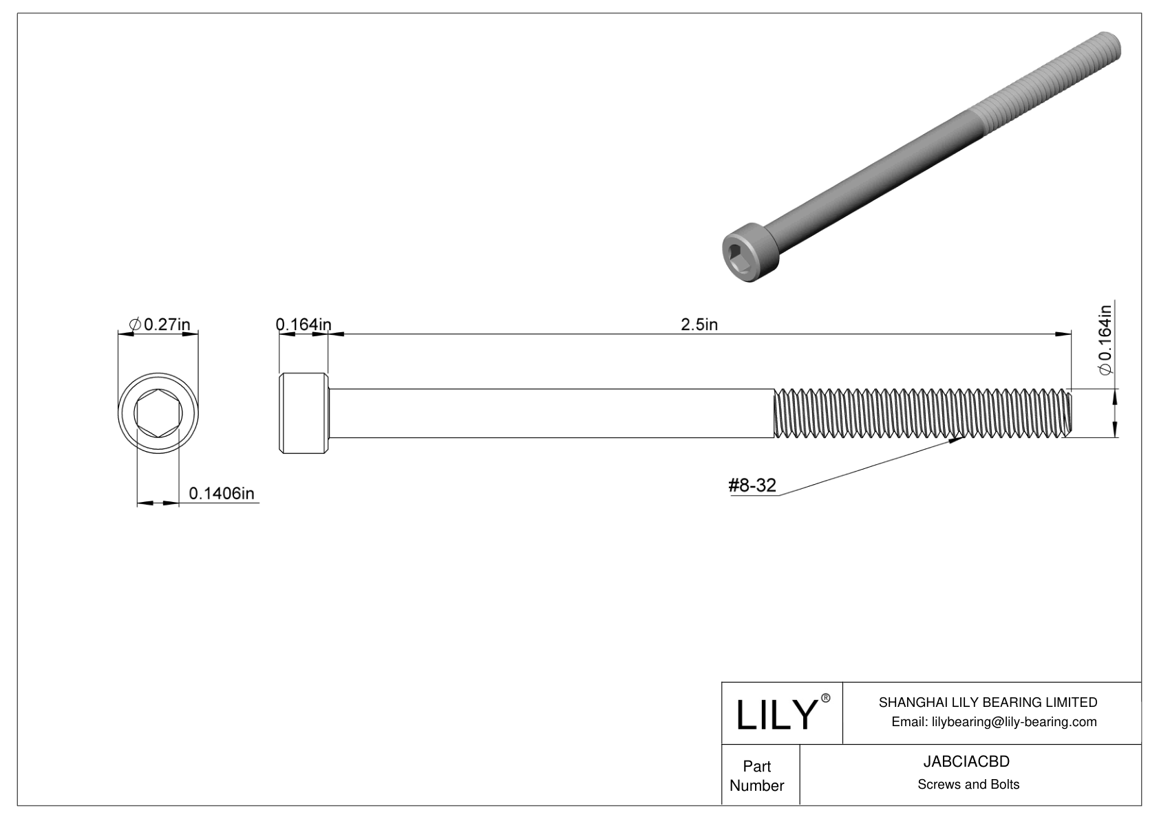 JABCIACBD Alloy Steel Socket Head Screws cad drawing