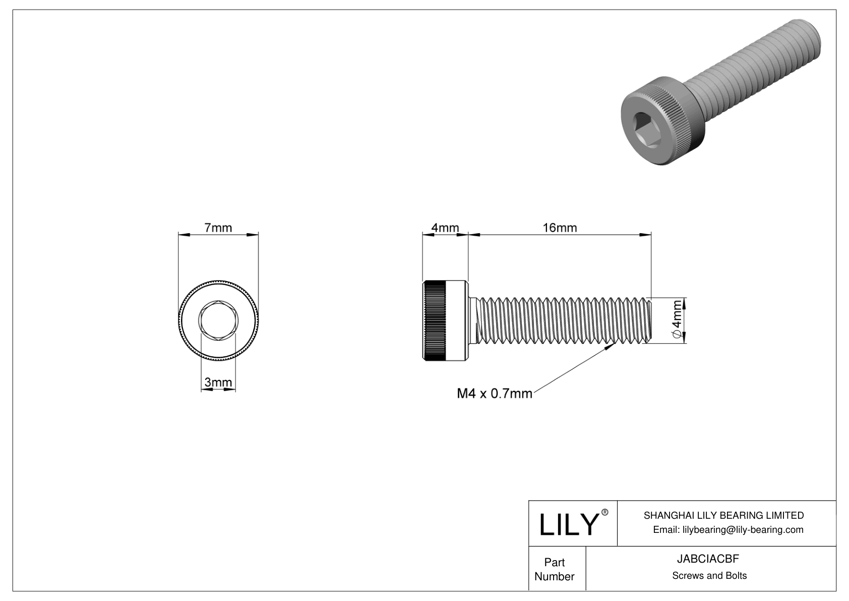 JABCIACBF Tornillos de cabeza cilíndrica de acero aleado cad drawing