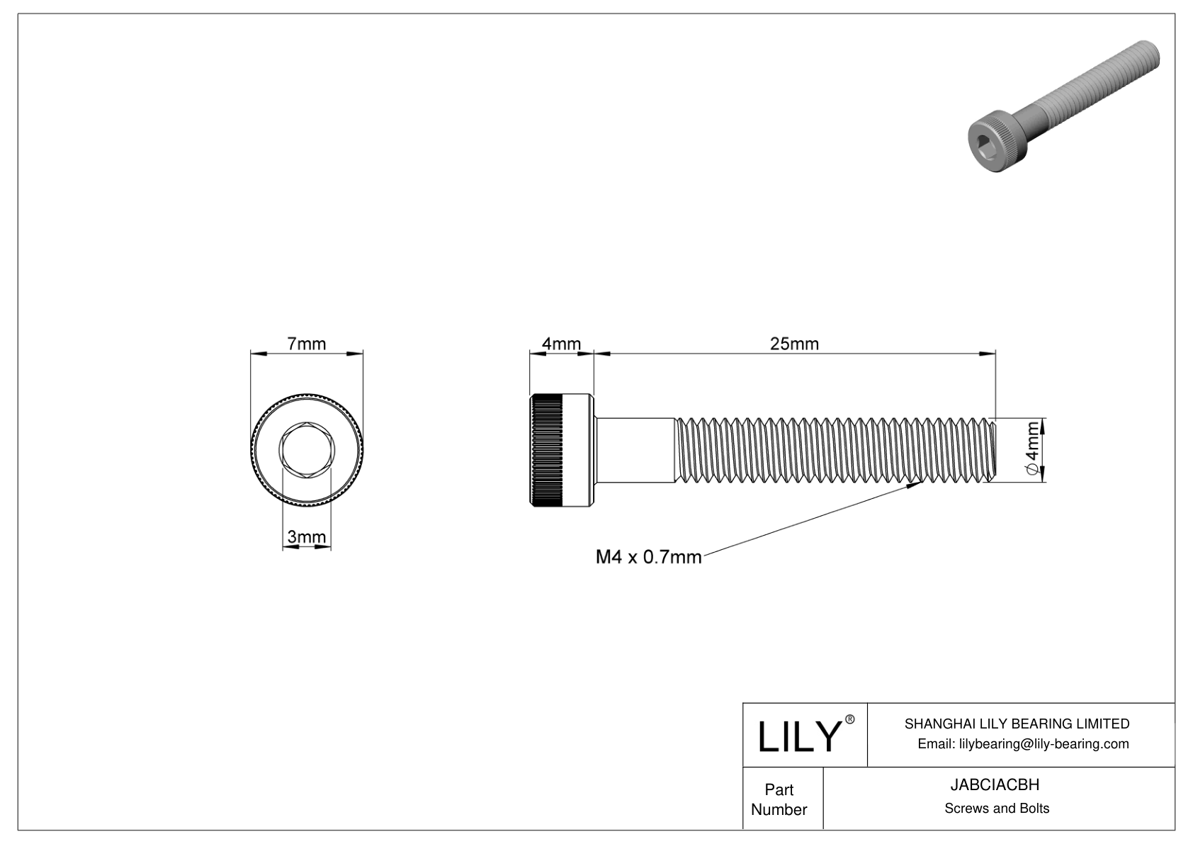 JABCIACBH Tornillos de cabeza cilíndrica de acero aleado cad drawing