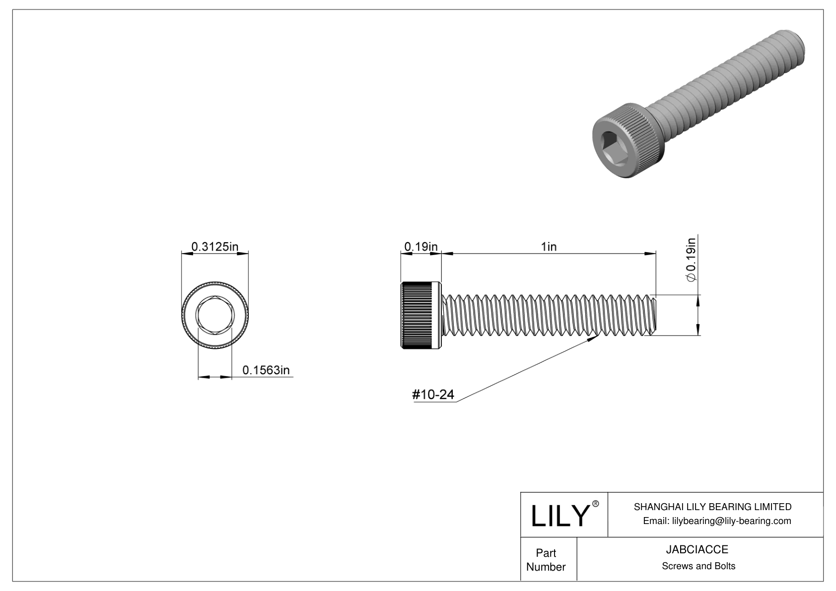 JABCIACCE Alloy Steel Socket Head Screws cad drawing