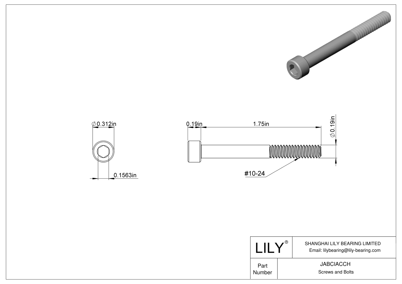 JABCIACCH Tornillos de cabeza cilíndrica de acero aleado cad drawing