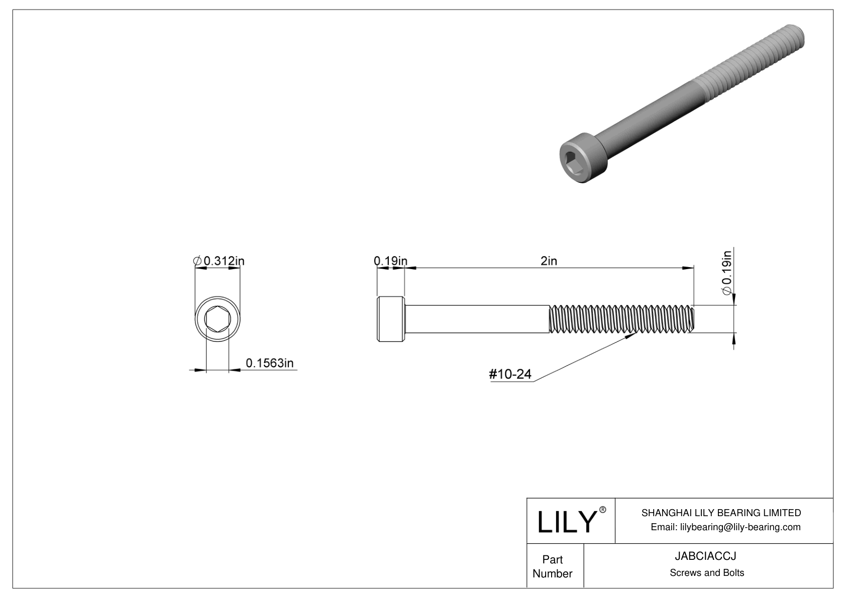 JABCIACCJ Tornillos de cabeza cilíndrica de acero aleado cad drawing